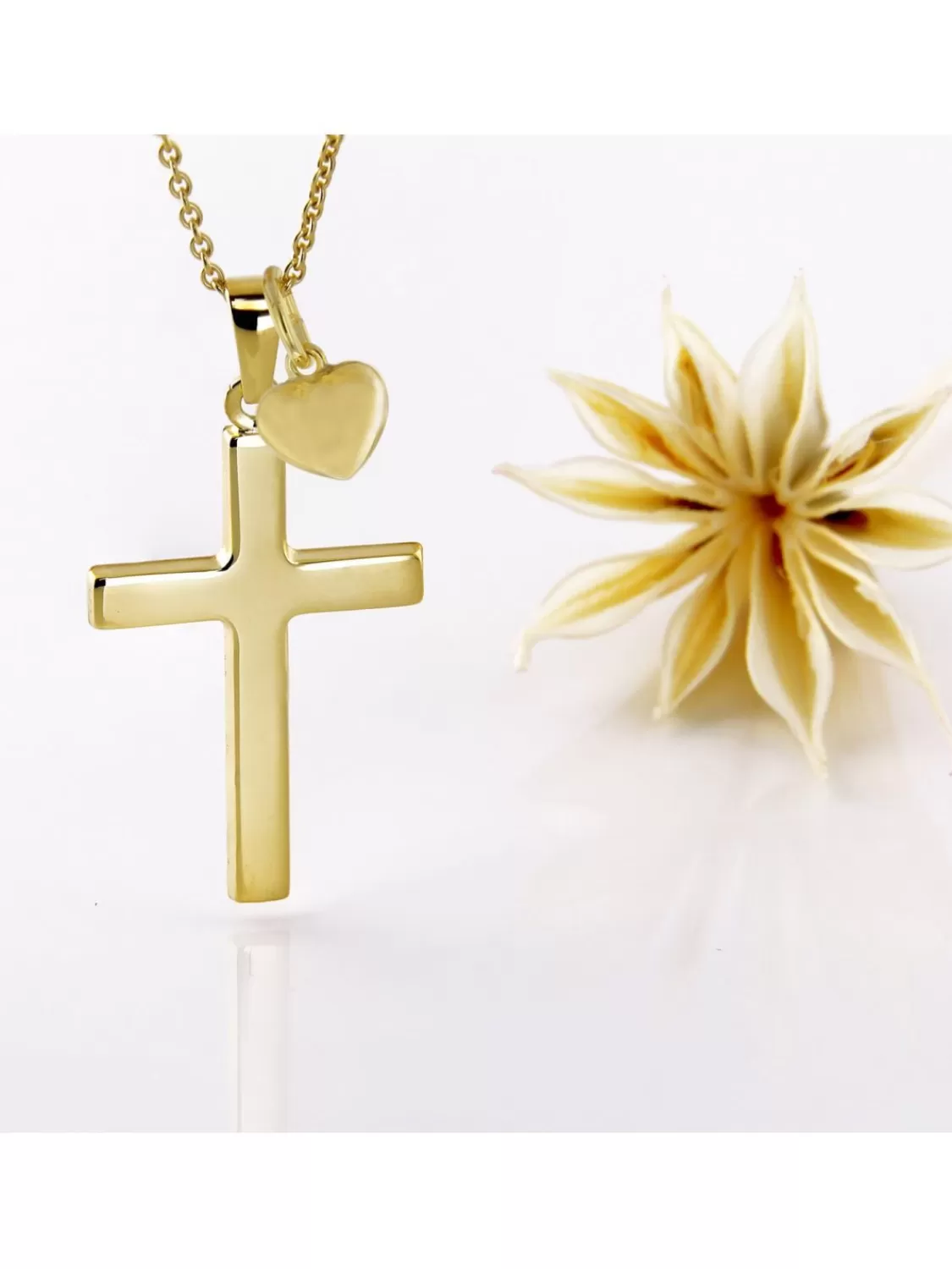 Acalee Damen-Halskette Mit Kreuz Und Herzchen Gold 333 / 8K | Damenschmuck