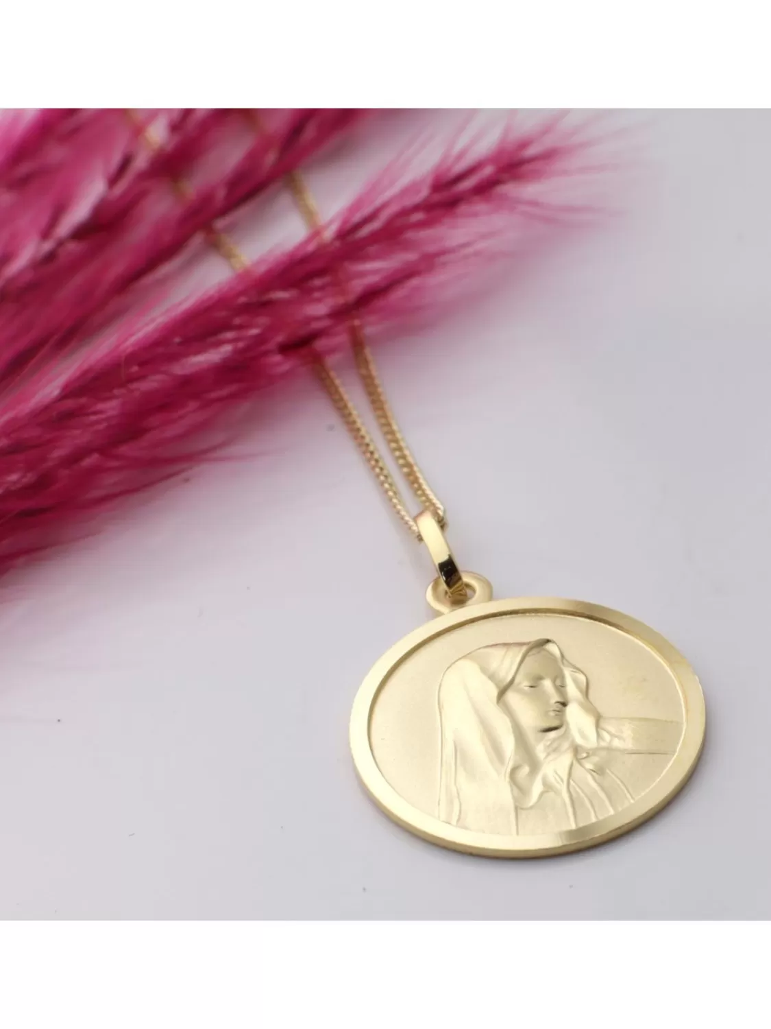 Acalee Halskette Mit Madonna Anhanger Gold 333 Maria Dolorosa O 18 Mm | Herrenschmuck