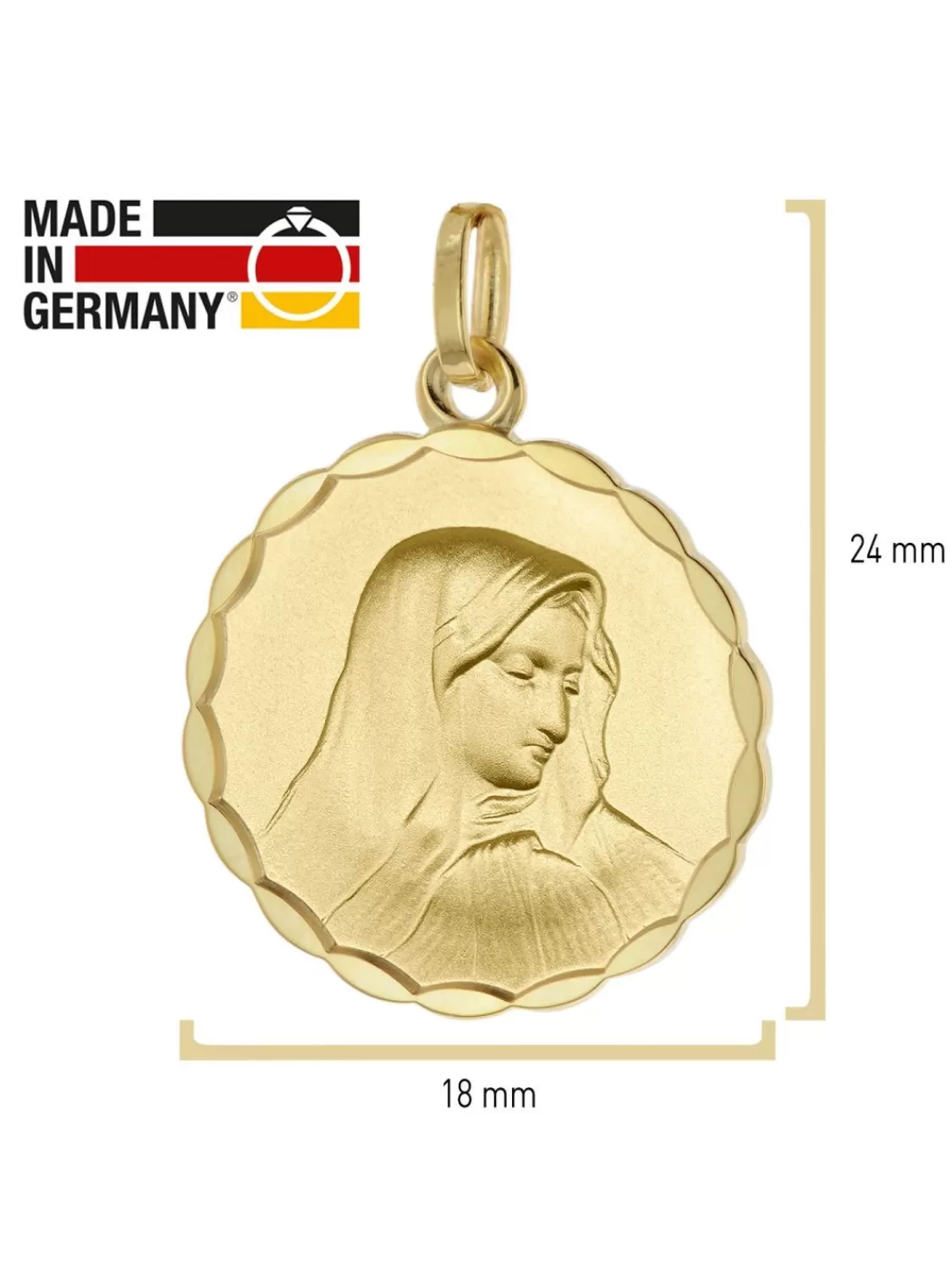 Acalee Halskette Mit Madonna Anhanger Gold 333 Maria Dolorosa O 18 Mm | Herrenschmuck