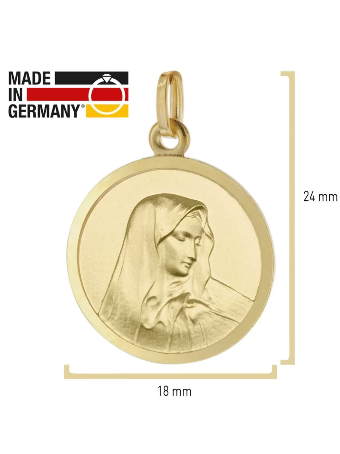Acalee Halskette Mit Madonna Anhanger Gold 333 Maria Dolorosa O 18 Mm | Herrenschmuck