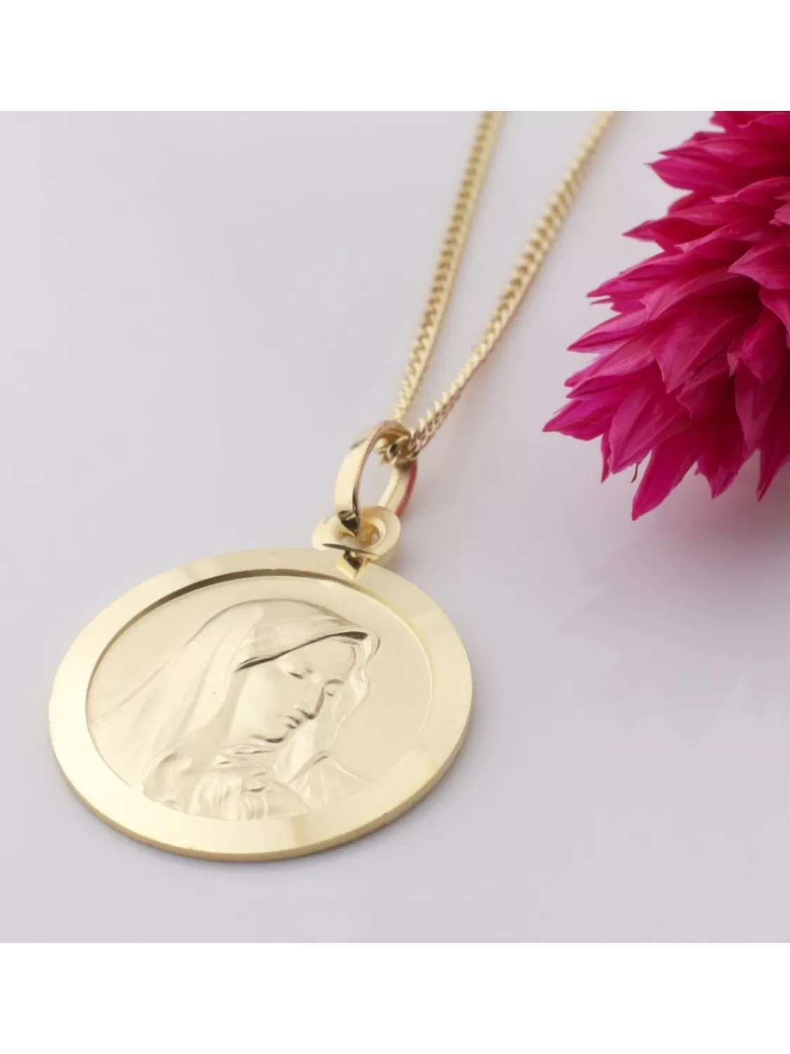 Acalee Halskette Mit Maria Dolorosa Anhanger Gold 333 Madonna O 16 Mm | Herrenschmuck