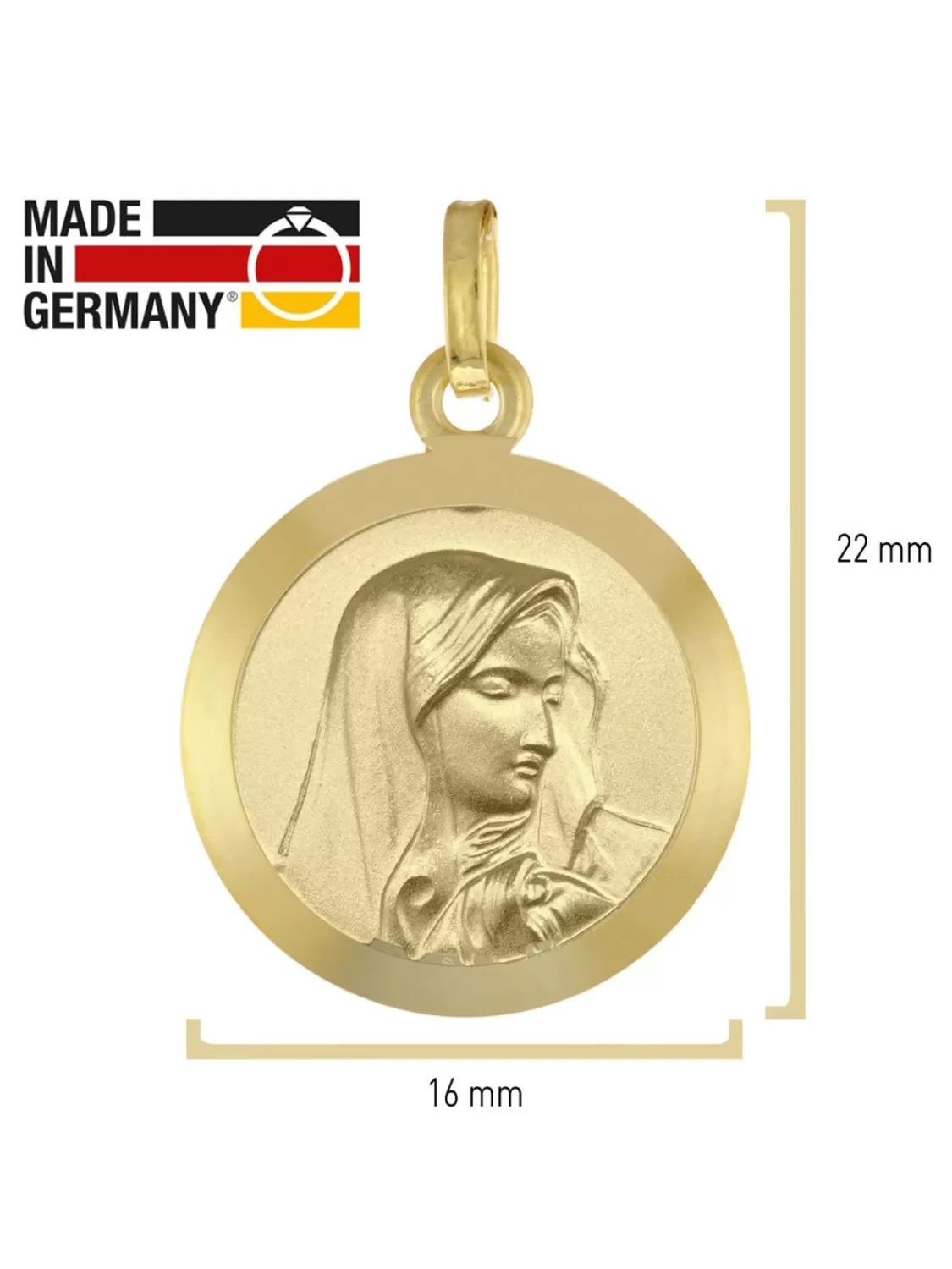 Acalee Halskette Mit Maria Dolorosa Anhanger Gold 333 Madonna O 16 Mm | Herrenschmuck