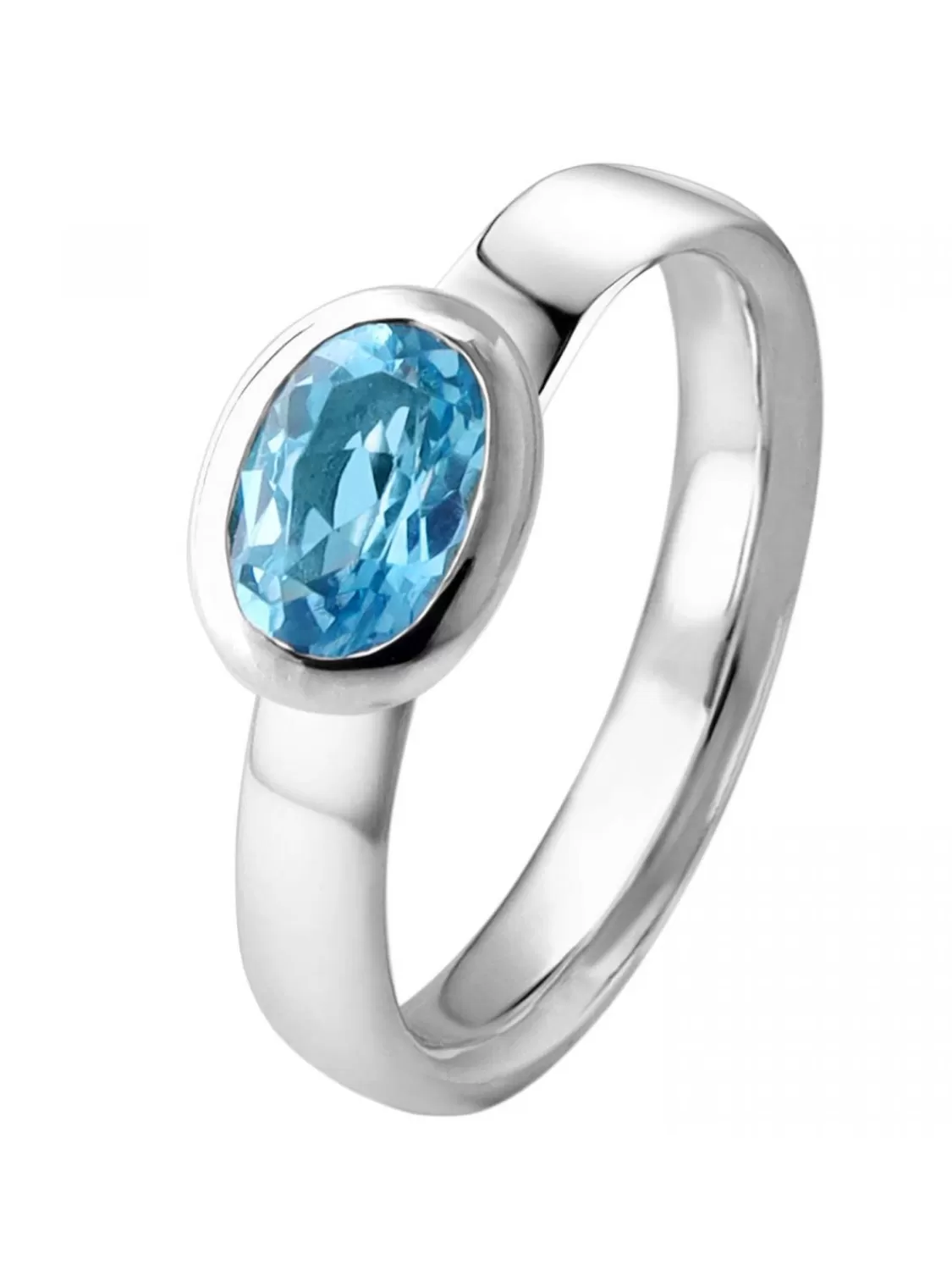 Acalee Topas Ring Weisgold 333 / 8K Echter Topas Swiss Blau | Damenschmuck