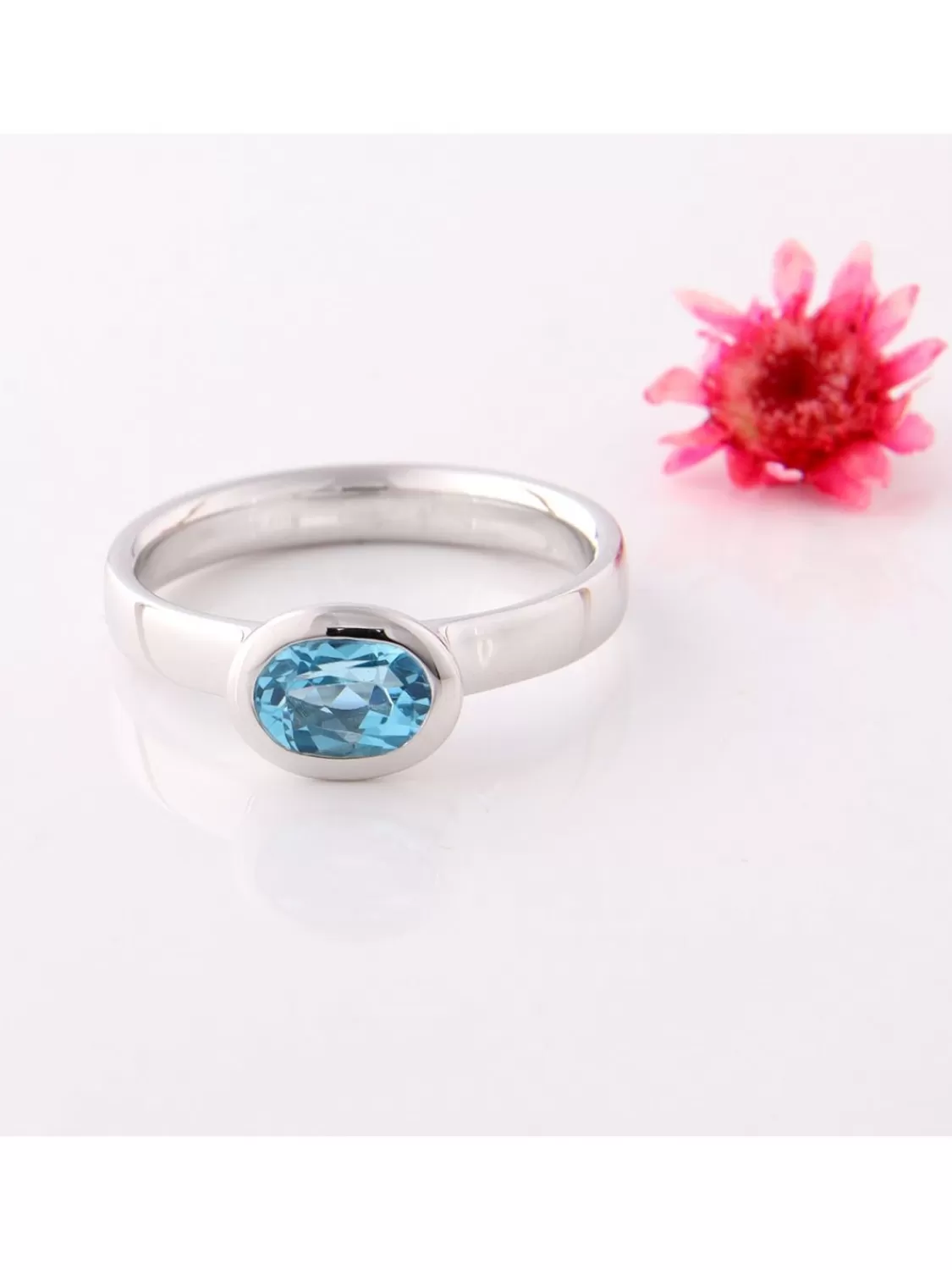 Acalee Topas Ring Weisgold 333 / 8K Echter Topas Swiss Blau | Damenschmuck