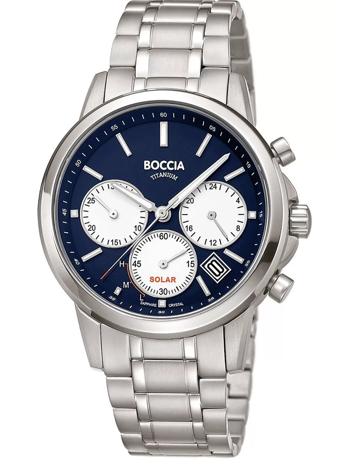 Boccia Herrenuhr Solar Chronograph Titan Blau | Herrenuhren