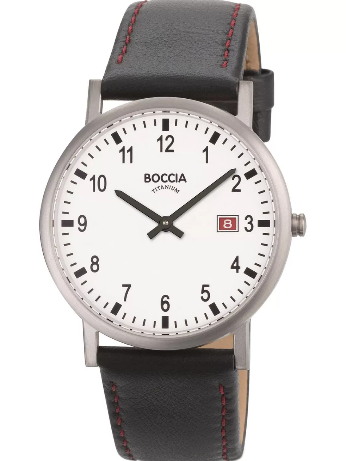 Boccia Herrenuhr Titan Mit Lederband Schwarz | Herrenuhren