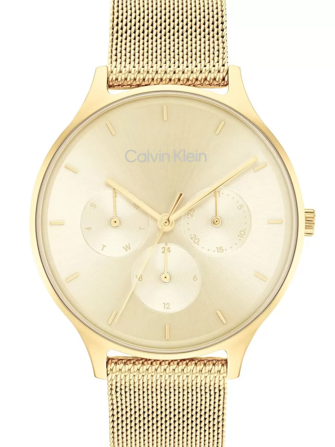 Calvin Klein Damenuhr Timeless Mesh Multifunktion Goldfarben | Damenuhren