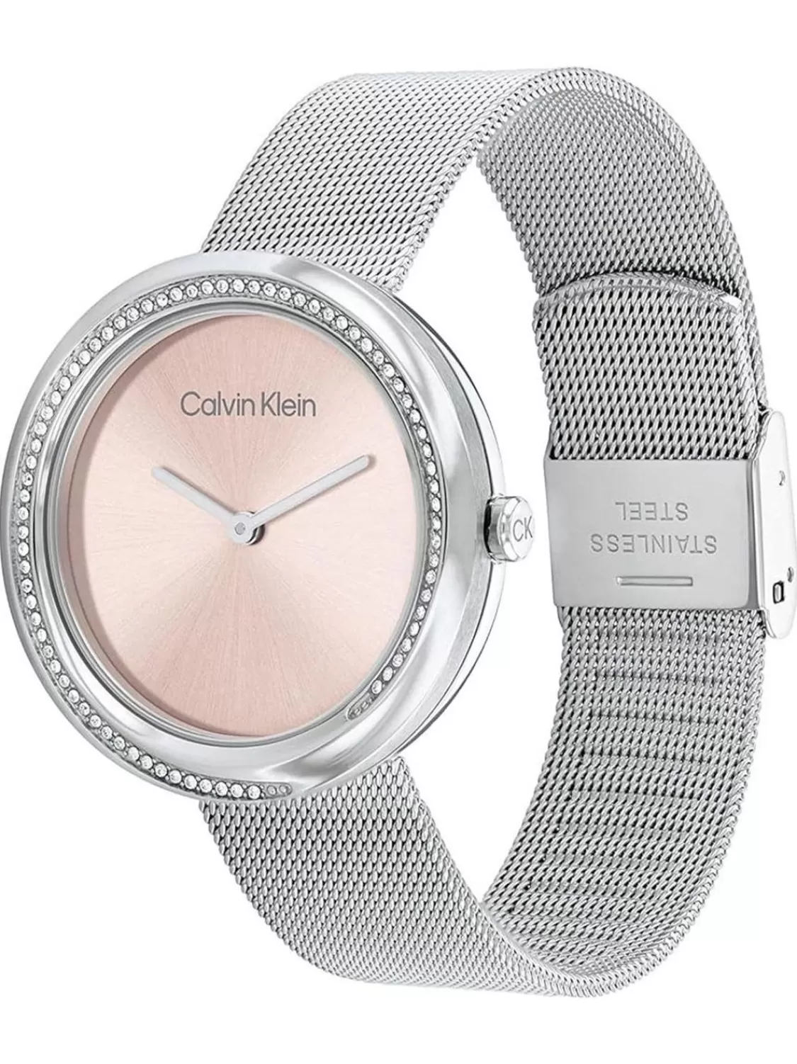 Calvin Klein Damenuhr Twisted Bezel Stahl/Rosafarben | Damenuhren