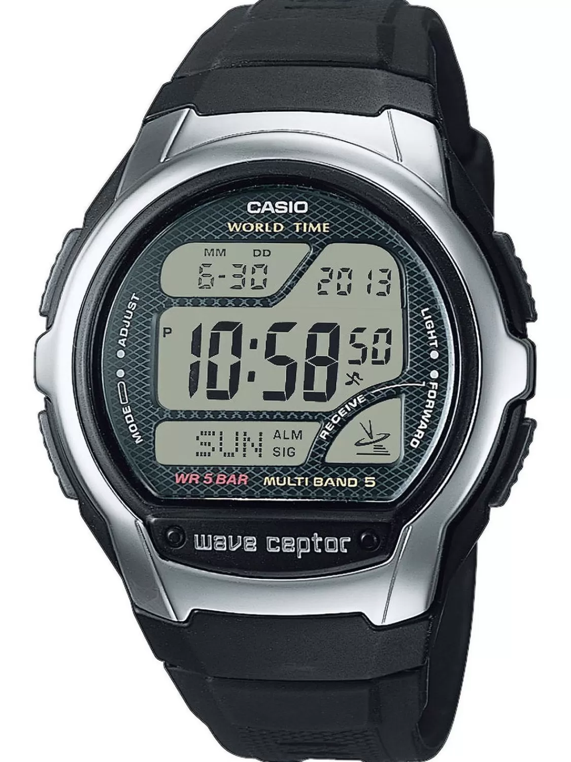 Casio Collection Digital Funkuhr Fur Herren Schwarz/Stahlfarben | Herrenuhren