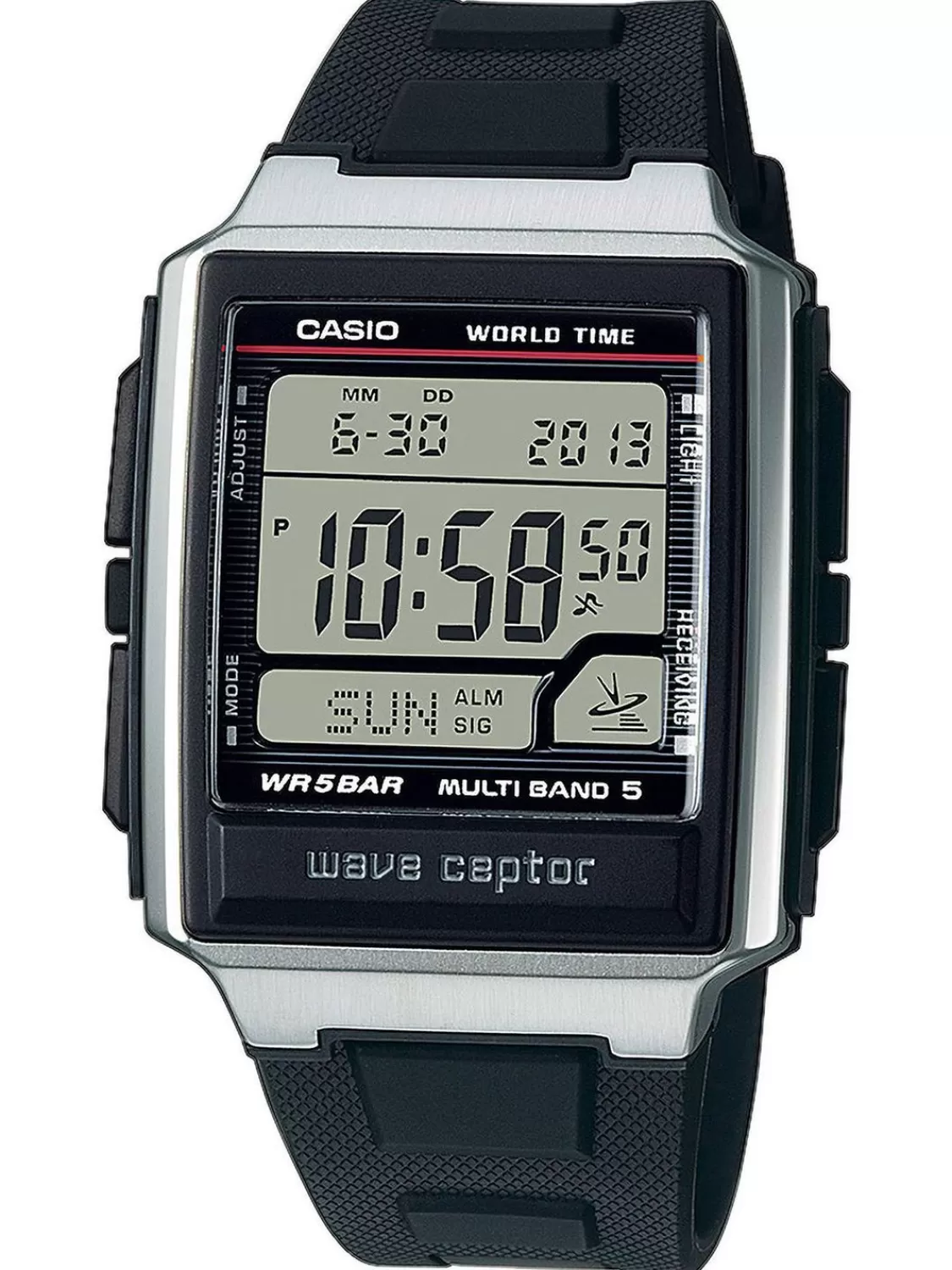 Casio Collection Digital Herren-Funkarmbanduhr Schwarz/Stahl | Herrenuhren