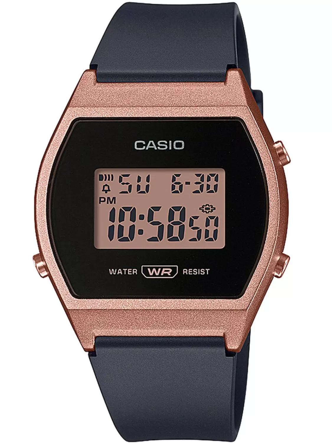 Casio Collection Digitaluhr Schwarz/Rosegoldfarben | Damenuhren