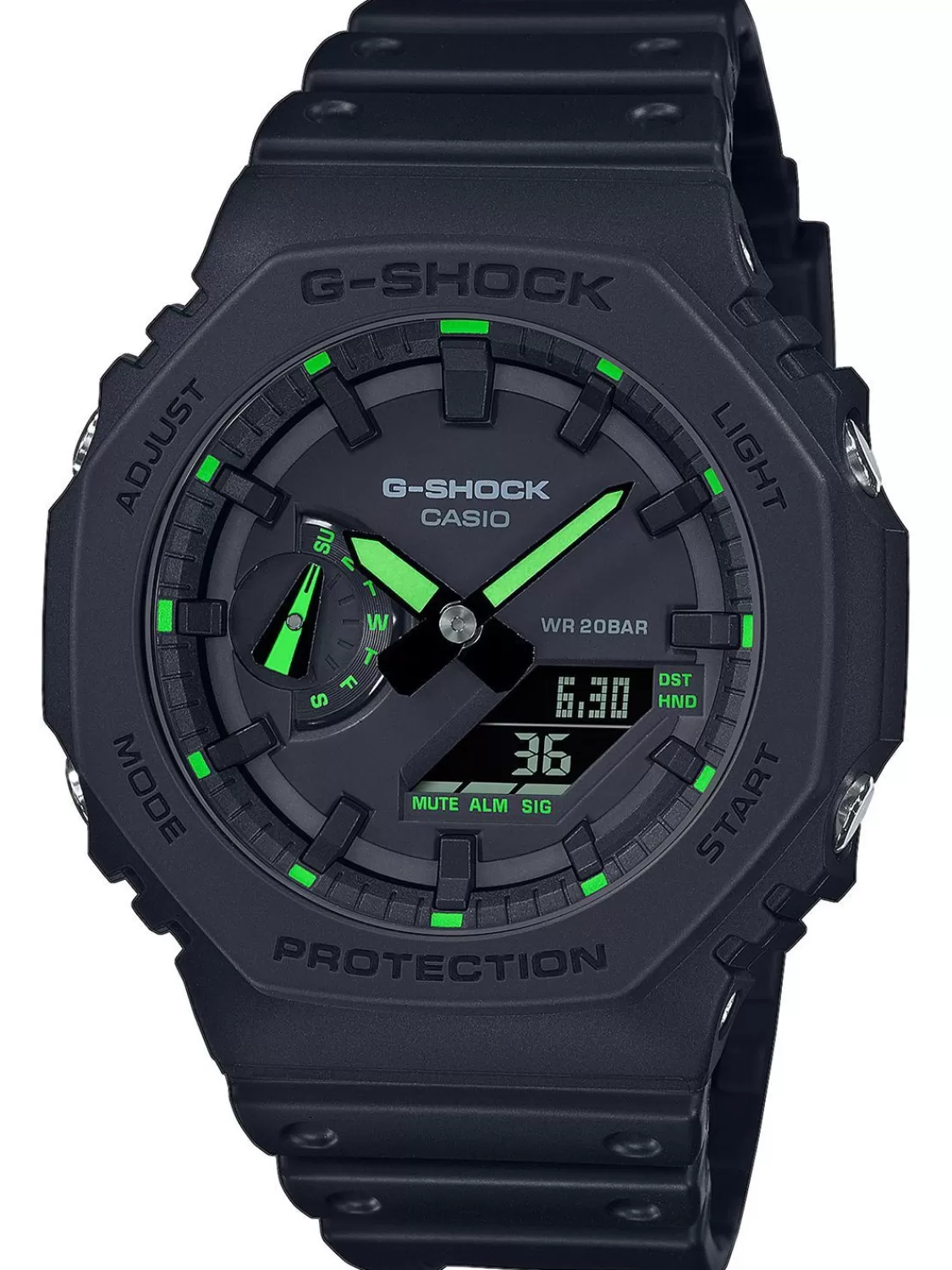 Casio G-Shock Classic Anadigi Herrenuhr Schwarz/Grun | Herrenuhren