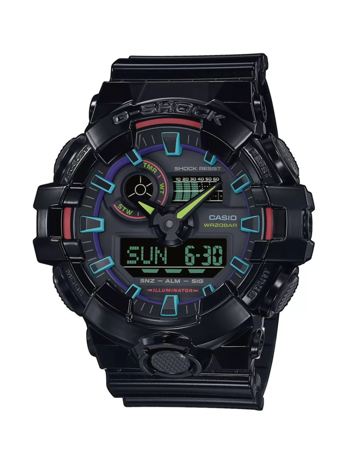 Casio G-Shock Classic Anadigi Herrenuhr Schwarz/Regenbogen | Herrenuhren