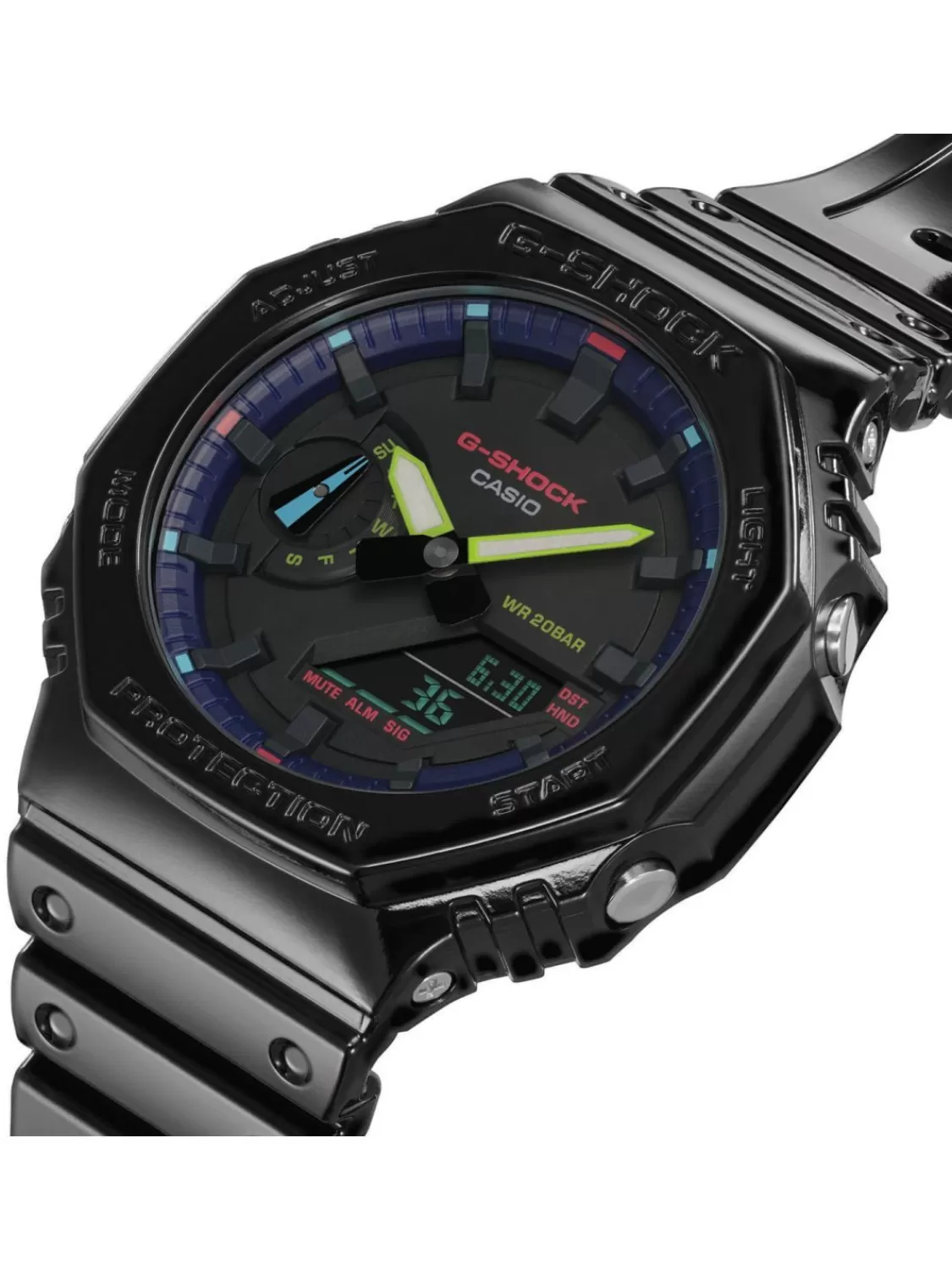 Casio G-Shock Classic Anadigi Herrenuhr Schwarz/Regenbogen | Herrenuhren