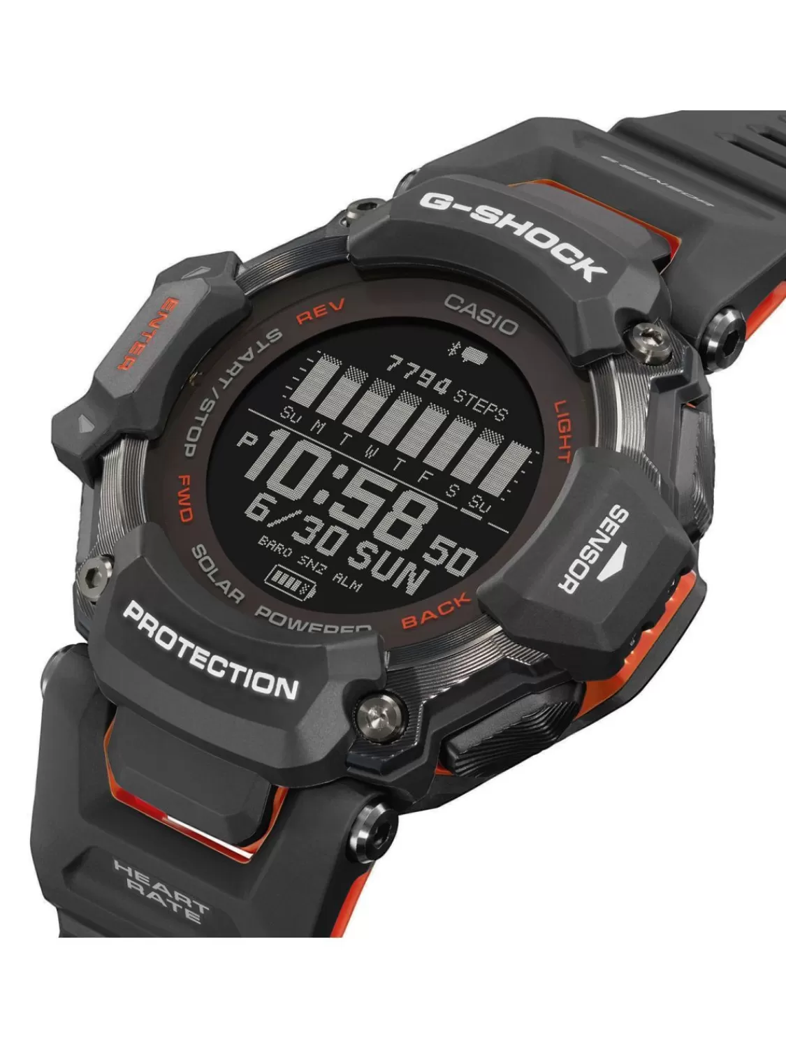 Casio G-Shock G-Squad Digitaluhr Bluetooth Schwarz/Orange | Herrenuhren