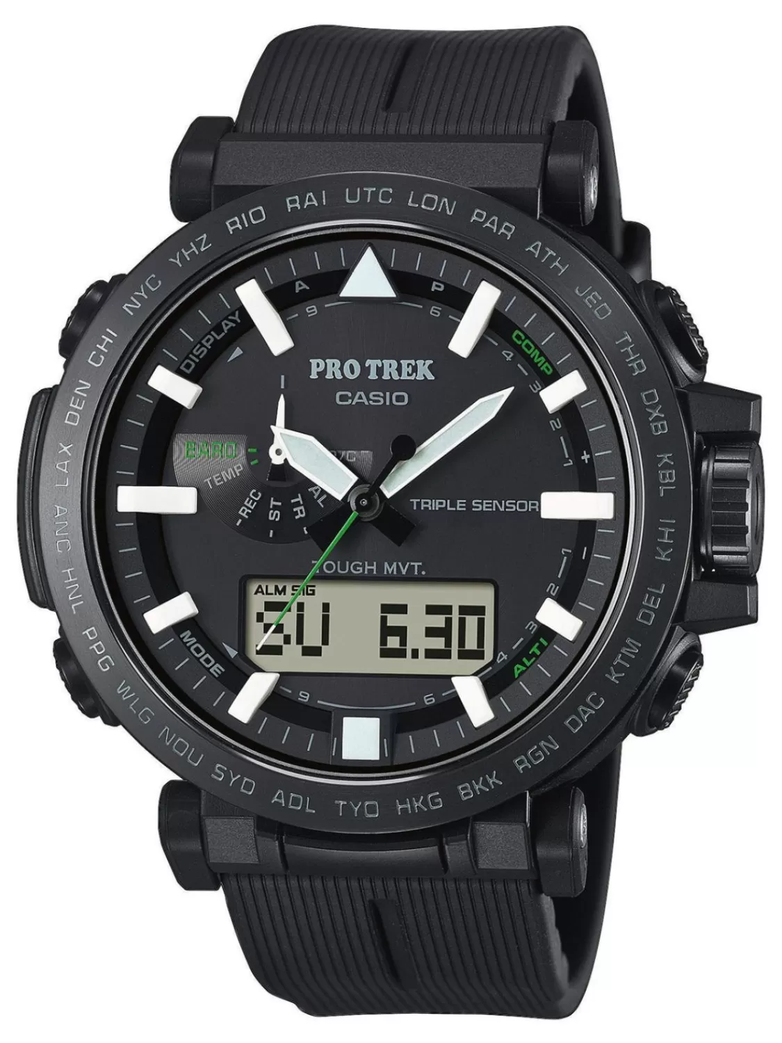 Casio Pro Trek Funk-Solar Herrenuhr Schwarz/Grun | Herrenuhren