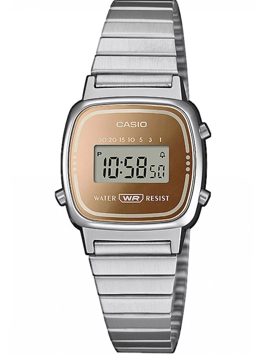 Casio Vintage Damenuhr Digital Silber-/Rosegoldfarben | Damenuhren