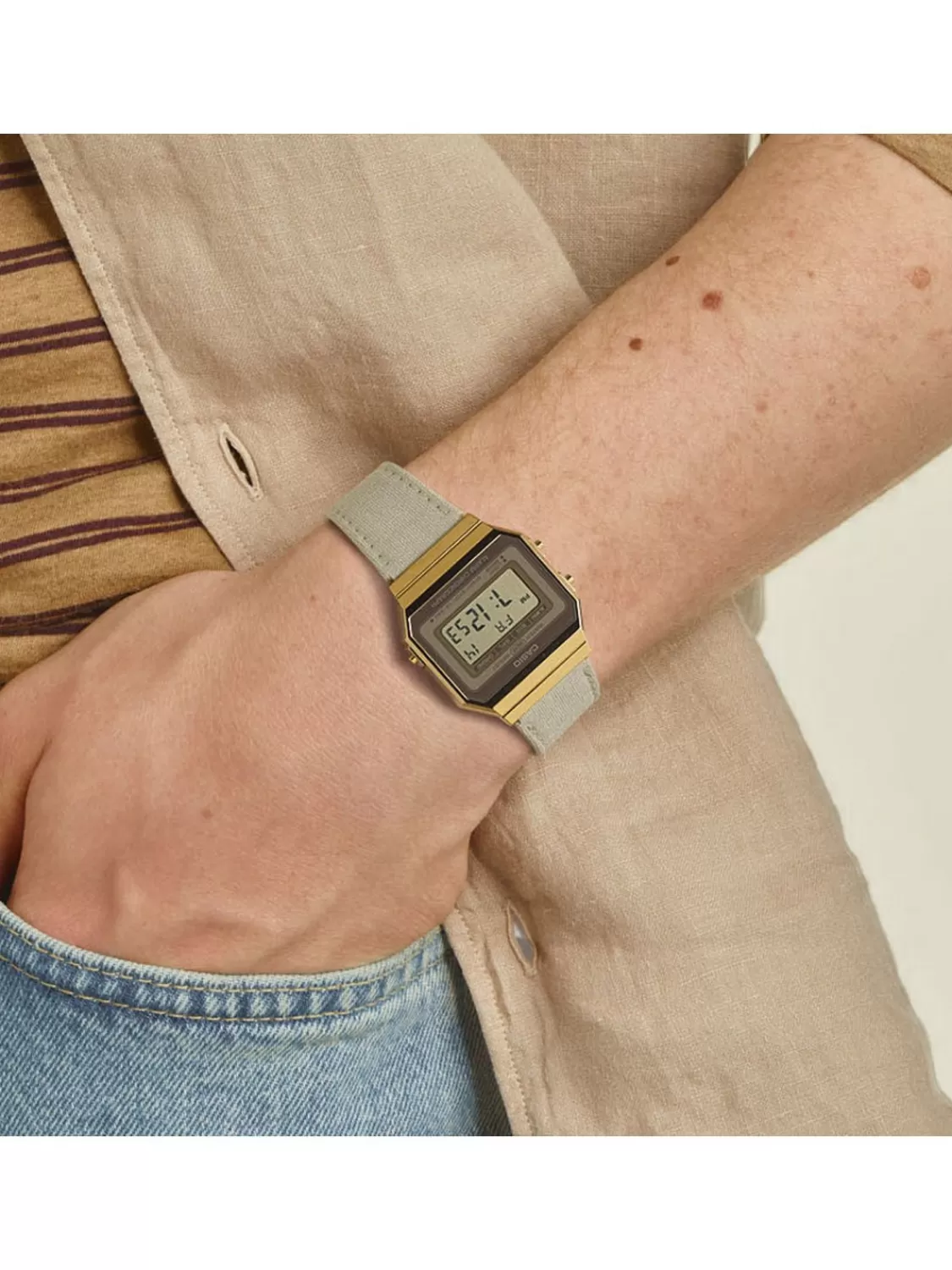 Casio Vintage Iconic Damenuhr Hellgrau/Goldfarben | Damenuhren