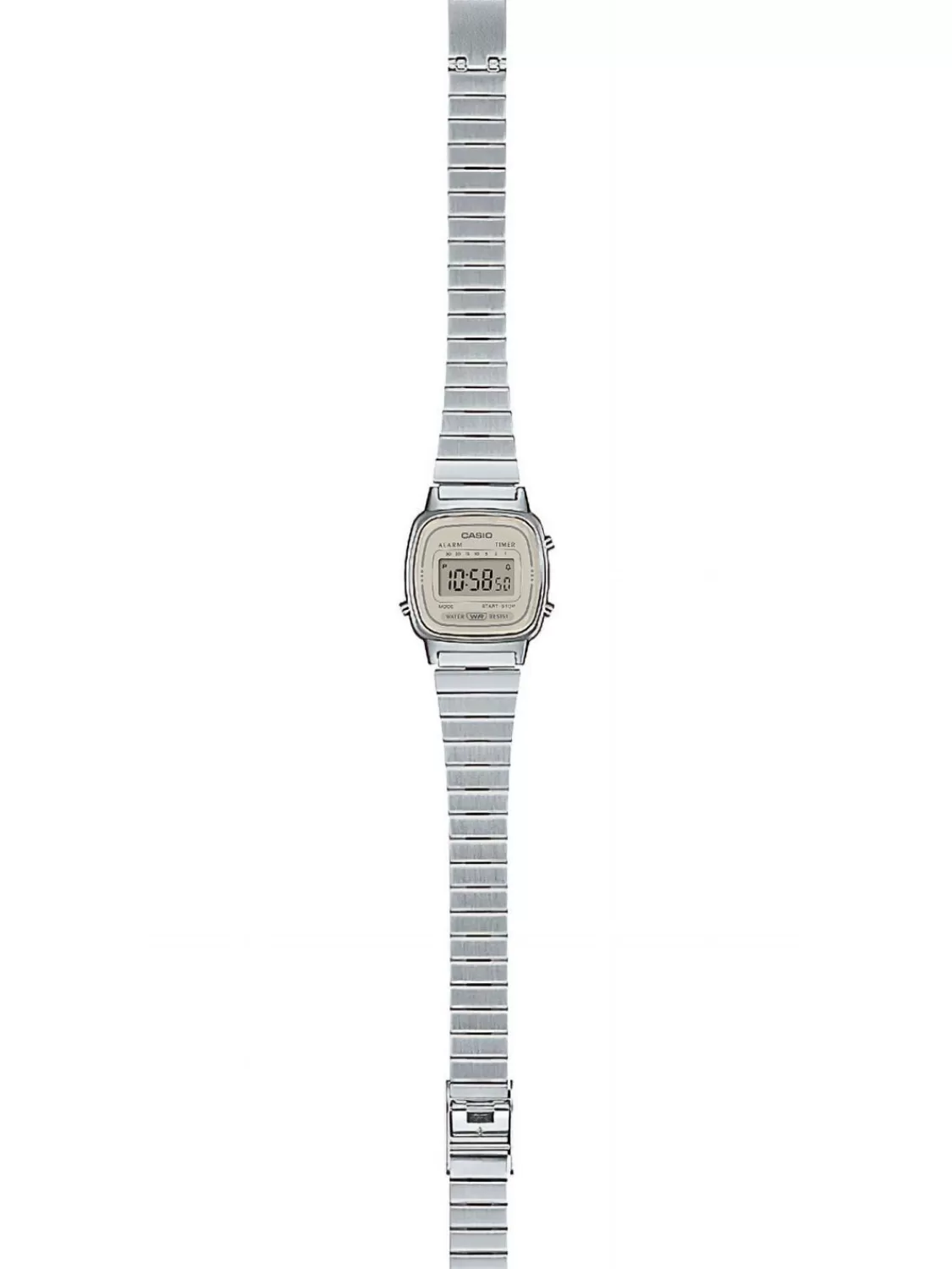 Casio Vintage Mini Damenuhr Digital Silberfarben/Hellbeige | Damenuhren