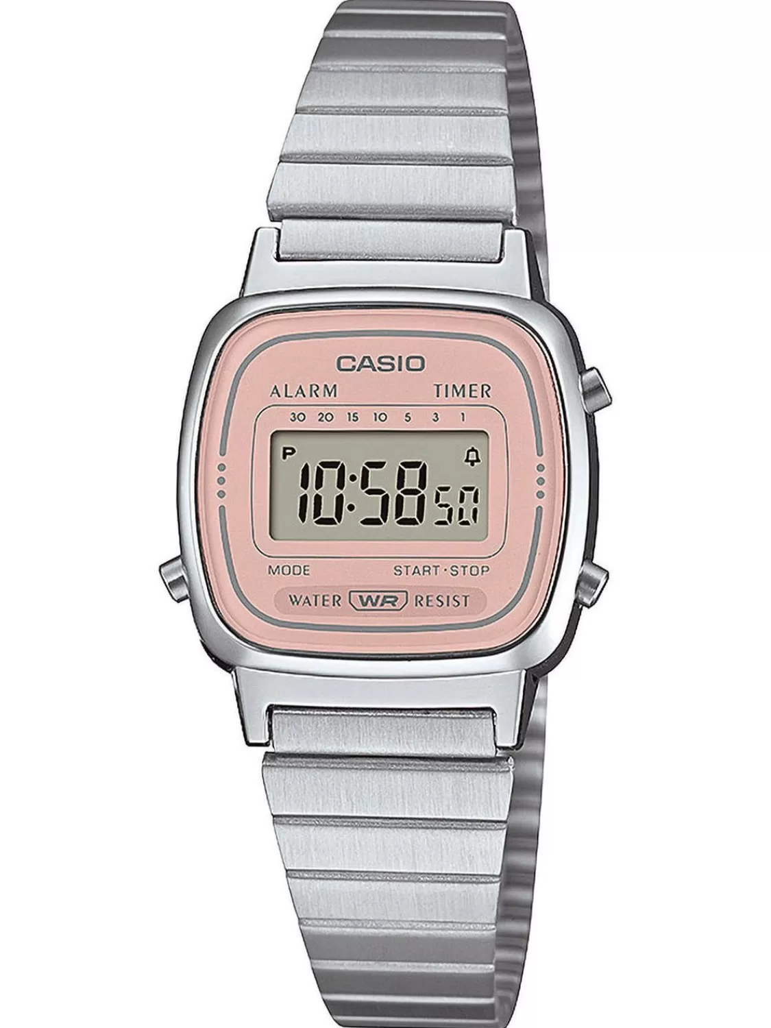 Casio Vintage Mini Damenuhr Digital Silber-/Rosafarben | Damenuhren