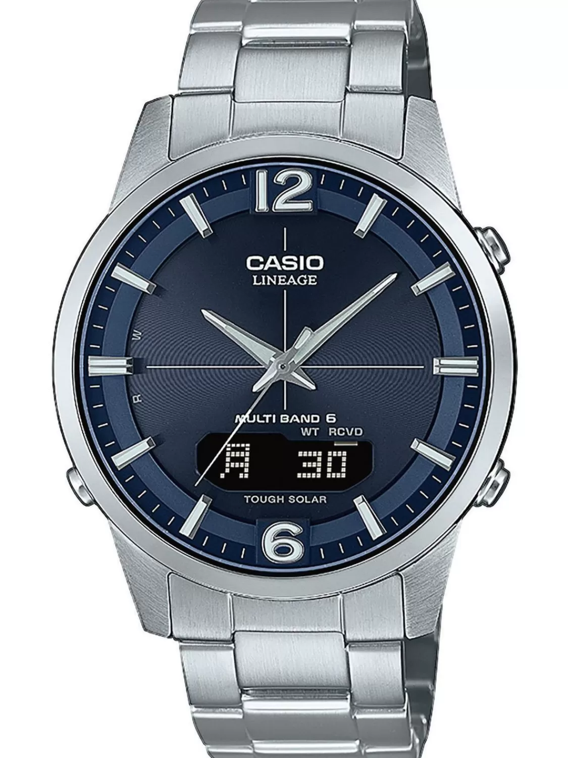 Casio Wave Ceptor Herrenuhr Funk-Solar Stahl/Blau | Herrenuhren