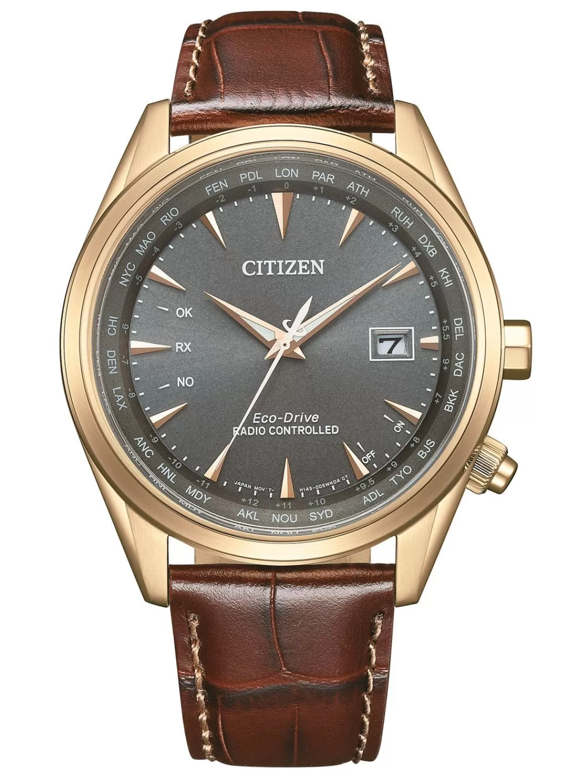 Citizen Eco-Drive Funk-Solar Herrenuhr Braun/Anthrazit | Herrenuhren