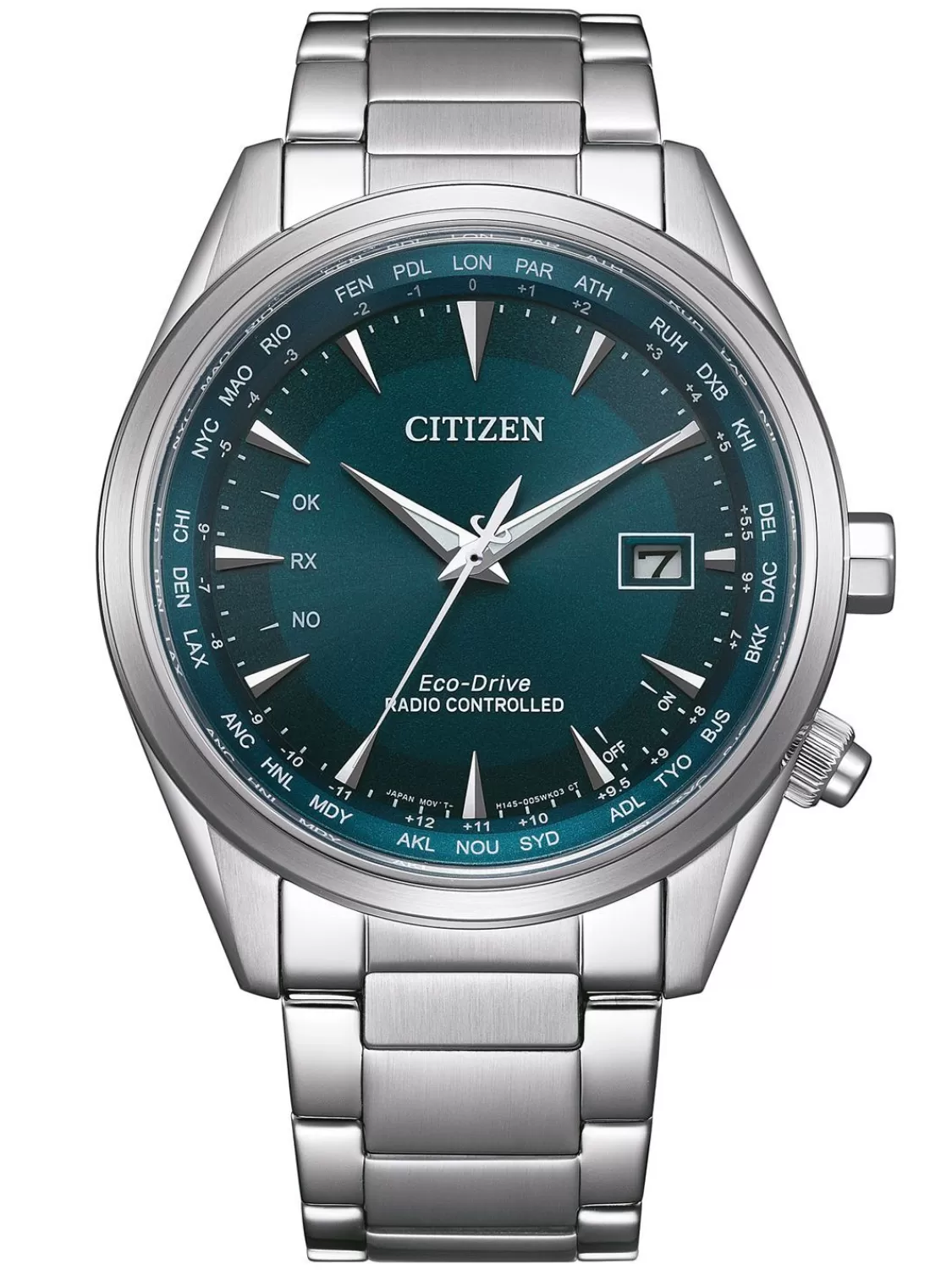 Citizen Eco-Drive Funk-Solar Herrenuhr Stahl/Blau | Herrenuhren