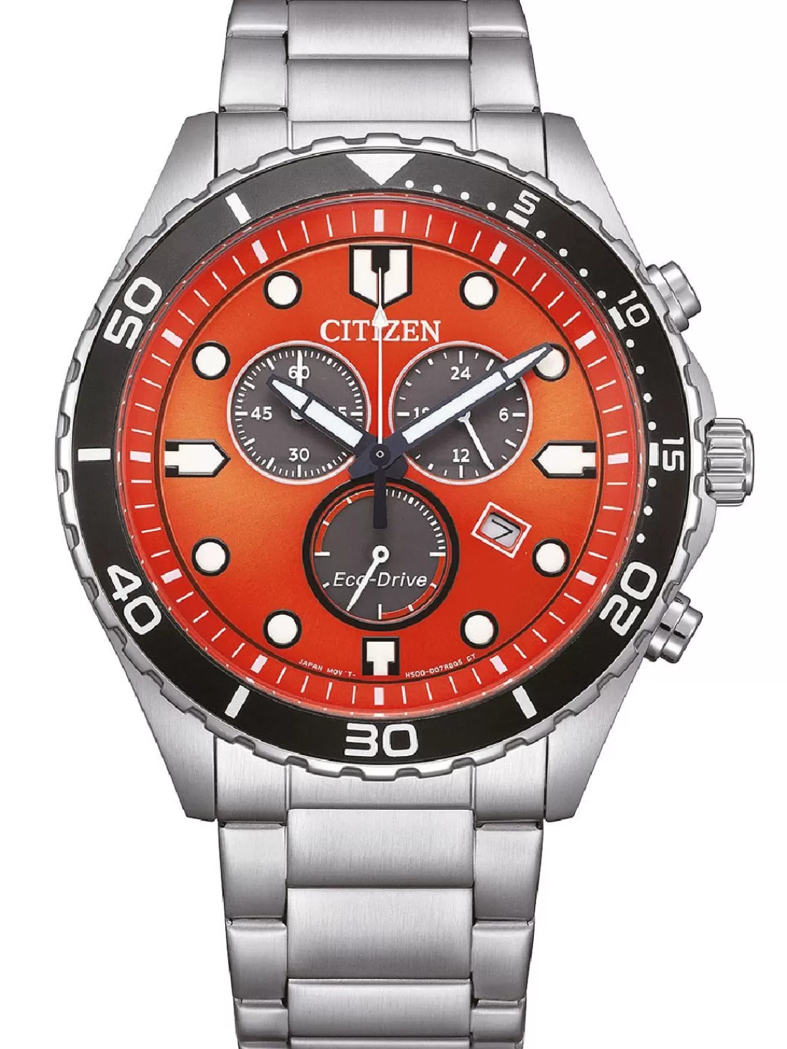 Citizen Eco-Drive Herrenuhr Chronograph Stahl/Orange | Herrenuhren