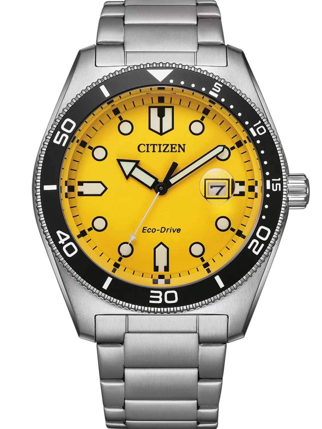 Citizen Eco-Drive Herrenuhr Solar Stahl/Gelb | Herrenuhren