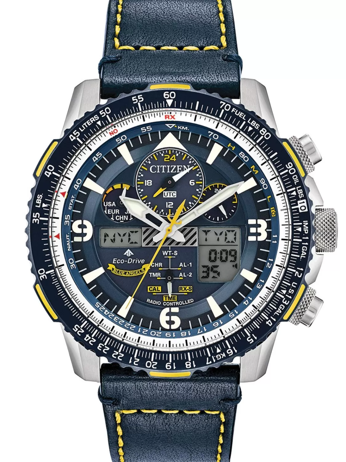 Citizen Eco-Drive Promaster Sky Herren-Funkuhr Blau/Gelb | Herrenuhren