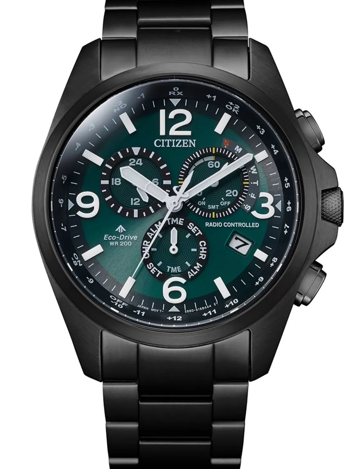 Citizen Eco-Drive Promaster Sky Herren-Funkuhr Schwarz/Grun | Herrenuhren