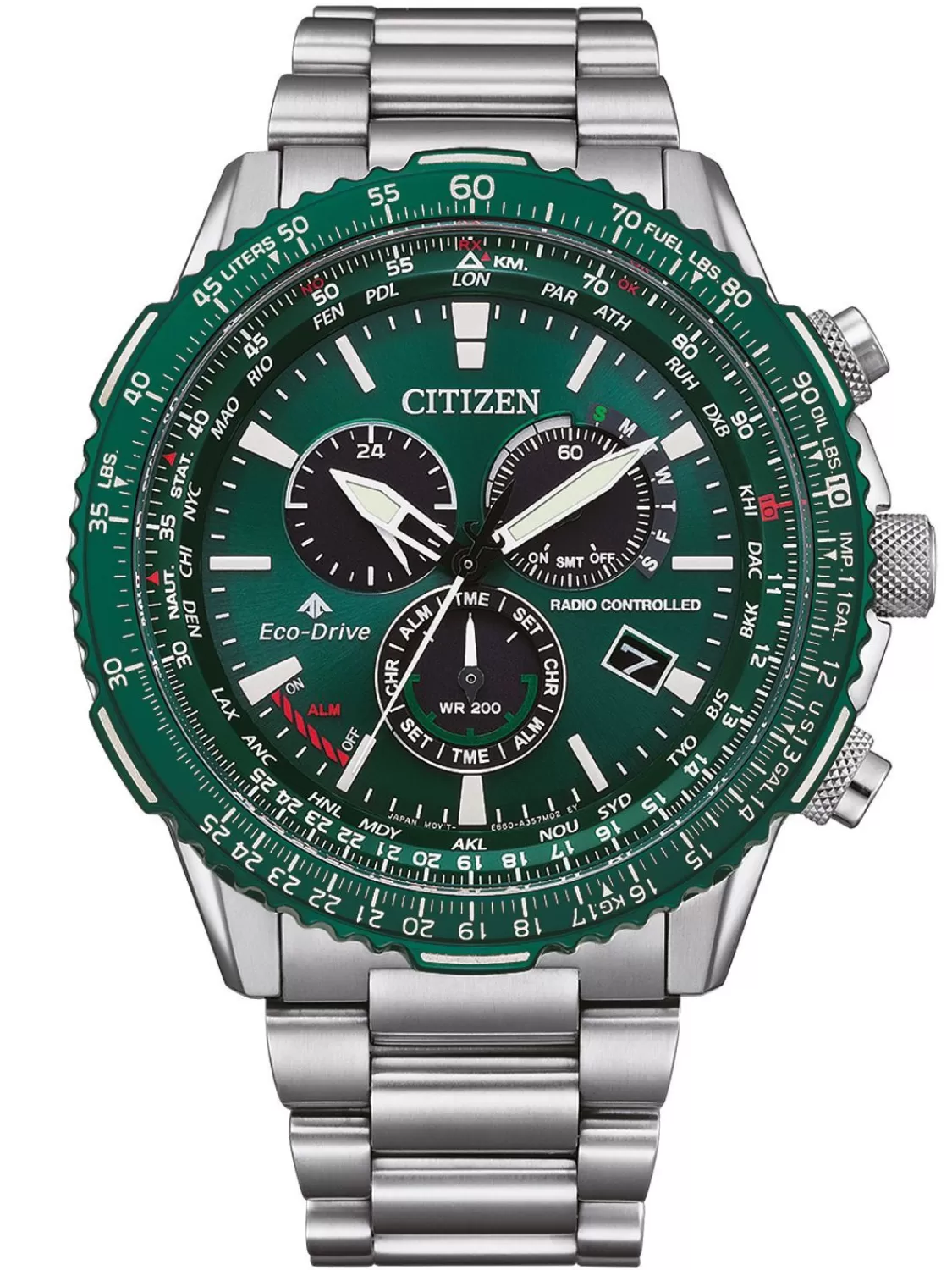 Citizen Eco-Drive Promaster Sky Herren-Funkuhr Stahl/Grun | Herrenuhren