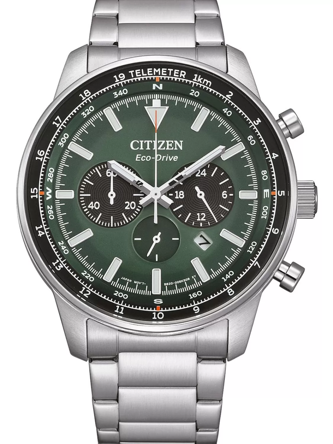 Citizen Herren-Chronograph Eco-Drive Solar Stahl/Grun | Herrenuhren