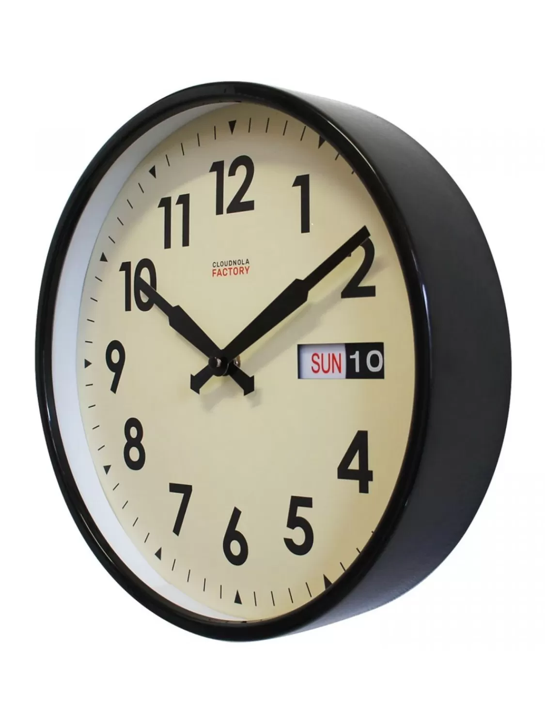 Cloudnola Wanduhr Factory Datum/Wochentag Schwarz | Wanduhren
