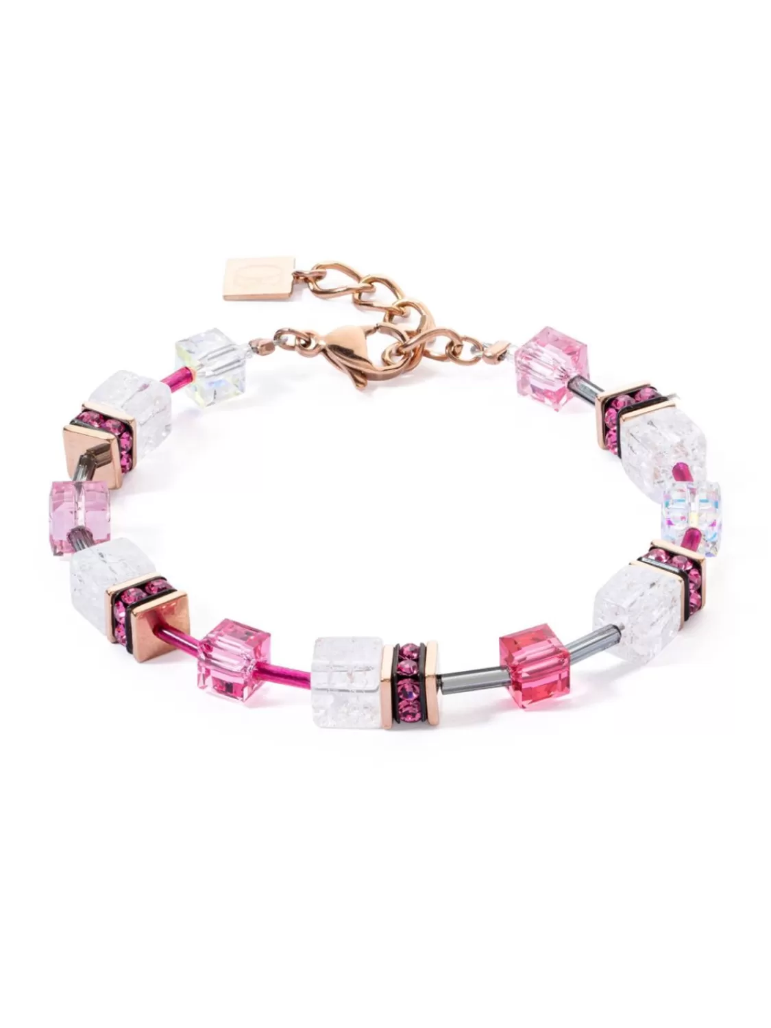 Coeur de Lion Damen-Armband Geocube Iconic Nature Pink-Weis | Damenschmuck