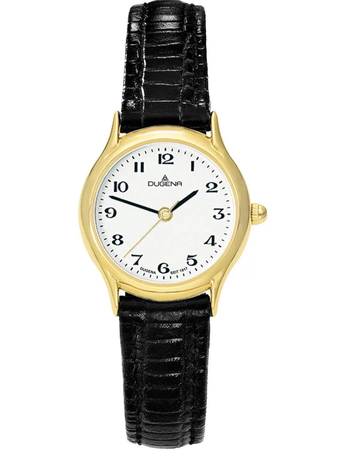 Dugena Damenuhr Vintage Goldfarben Lederband Schwarz | Damenuhren