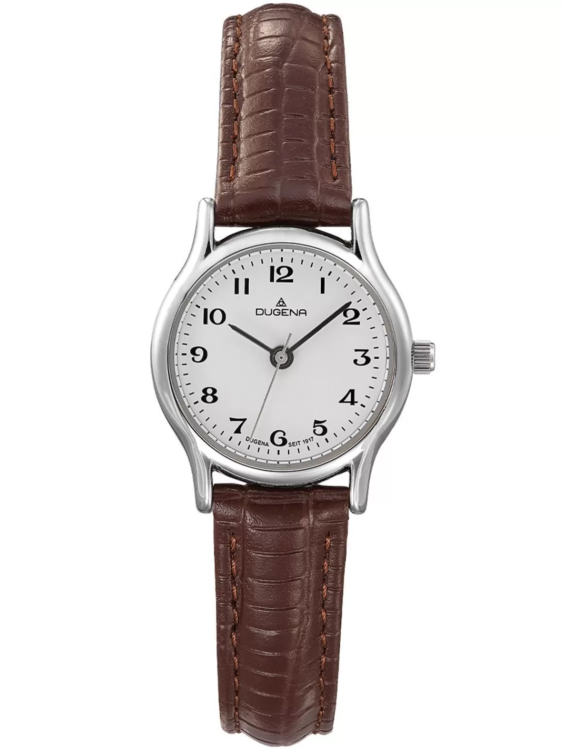 Dugena Damenuhr Vintage Weis/Silber Lederband Braun | Damenuhren