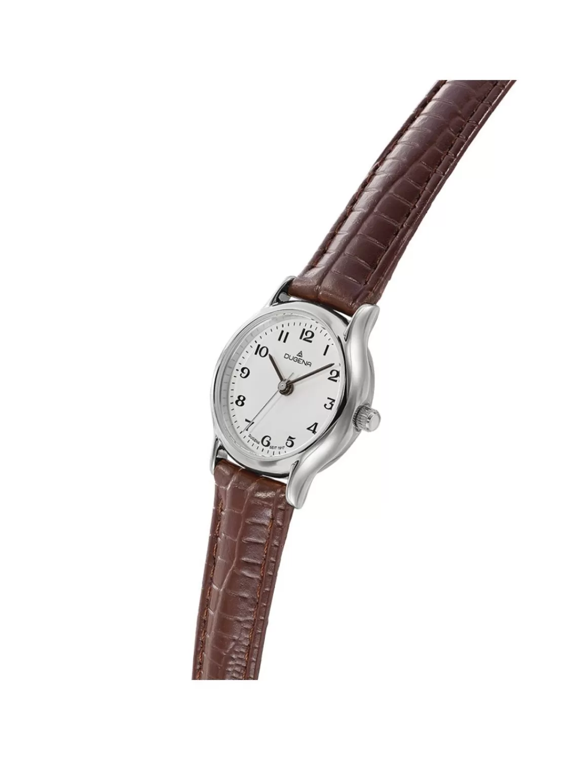 Dugena Damenuhr Vintage Weis/Silber Lederband Braun | Damenuhren