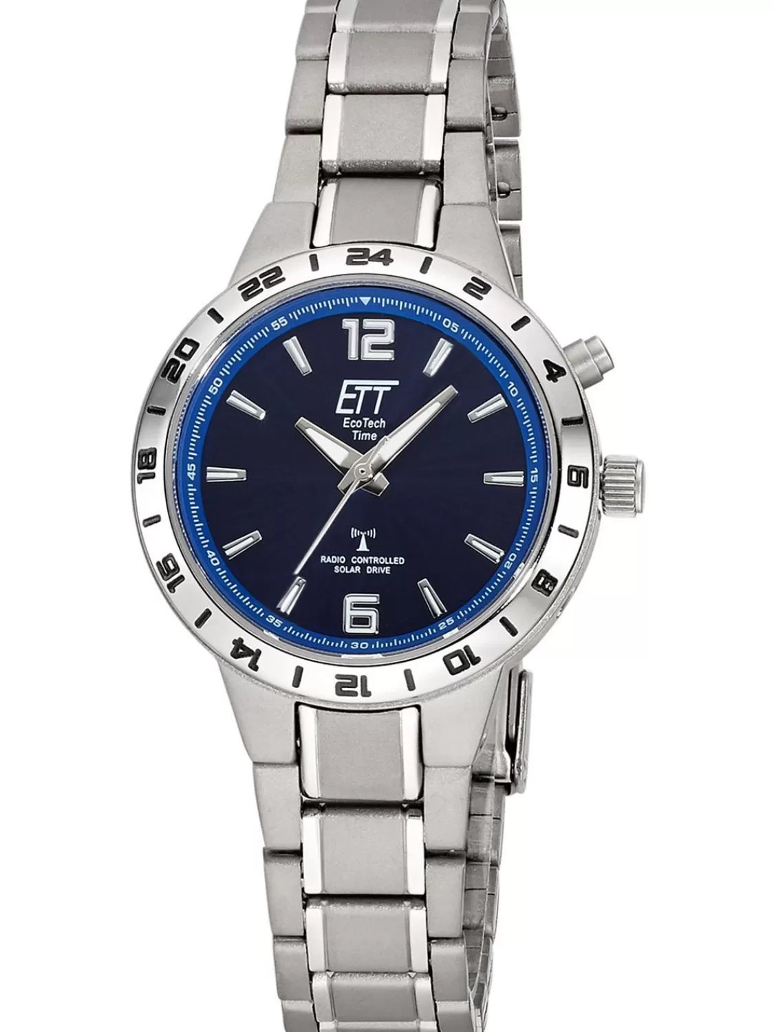 ETT Eco Tech Time Damenuhr Funk-Solar Basic Titan / Blau | Damenuhren