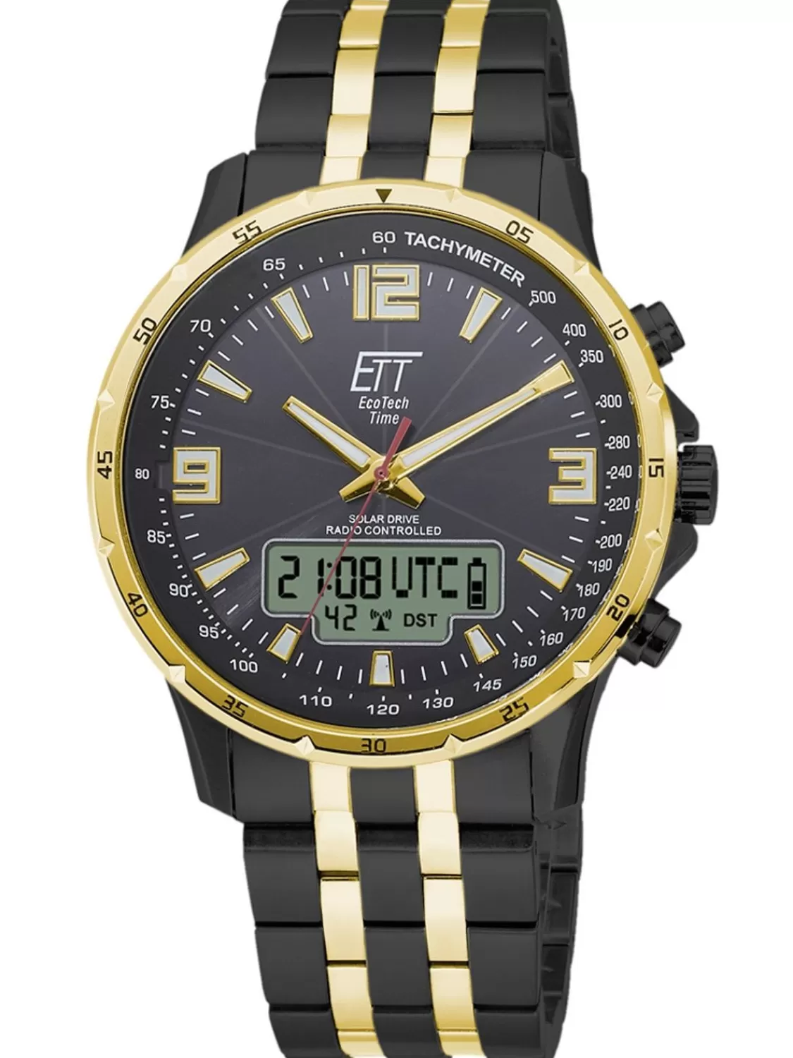 ETT Eco Tech Time Funk-Solar Herrenuhr Professional Arctica Schwarz/Gold | Herrenuhren