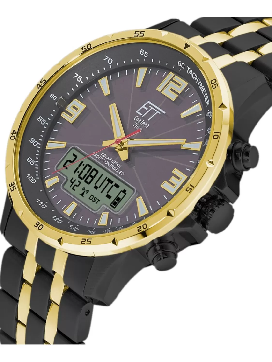 ETT Eco Tech Time Funk-Solar Herrenuhr Professional Arctica Schwarz/Gold | Herrenuhren