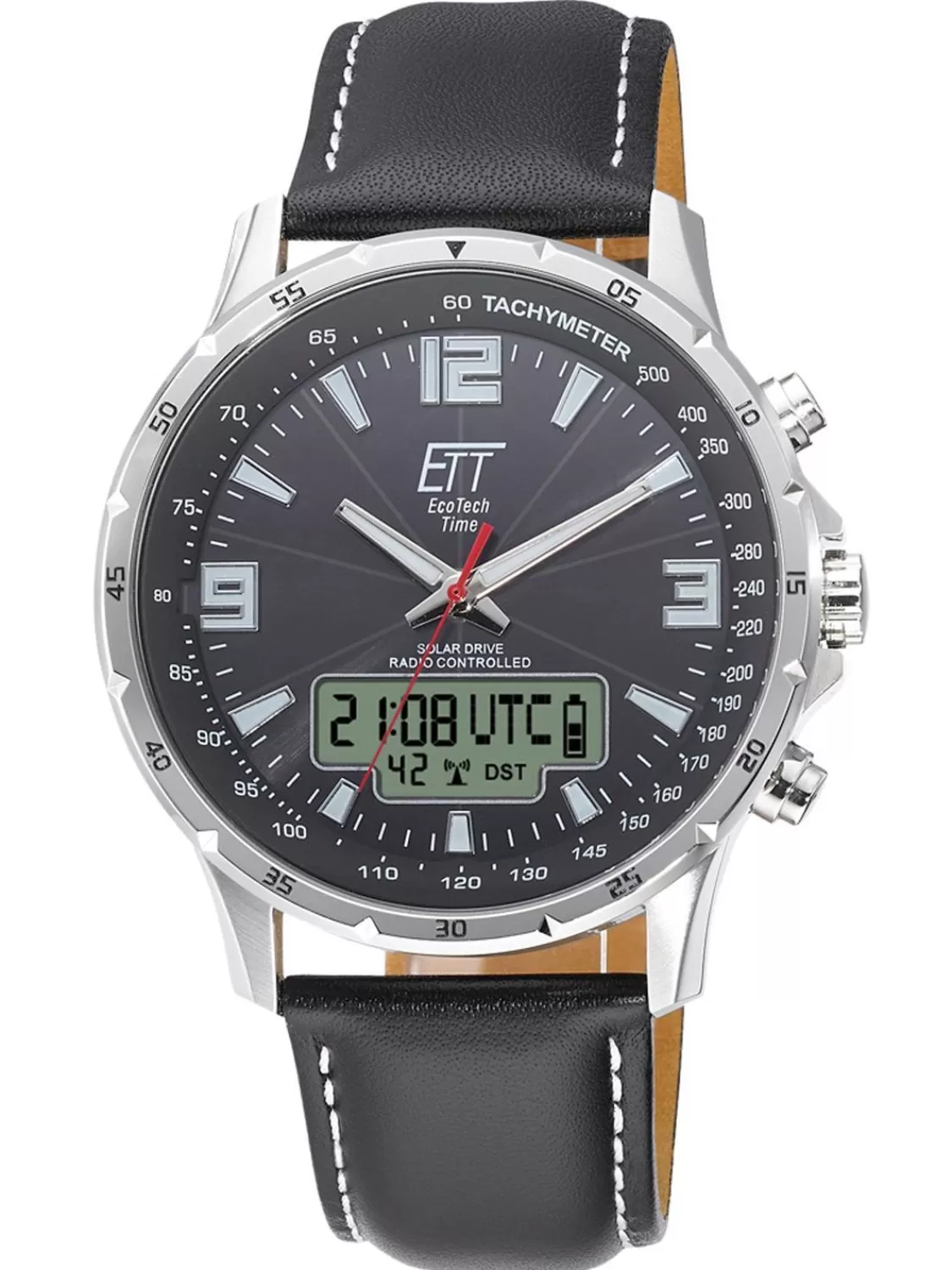 ETT Eco Tech Time Funk-Solar Herrenuhr Professional Mit Lederband | Herrenuhren