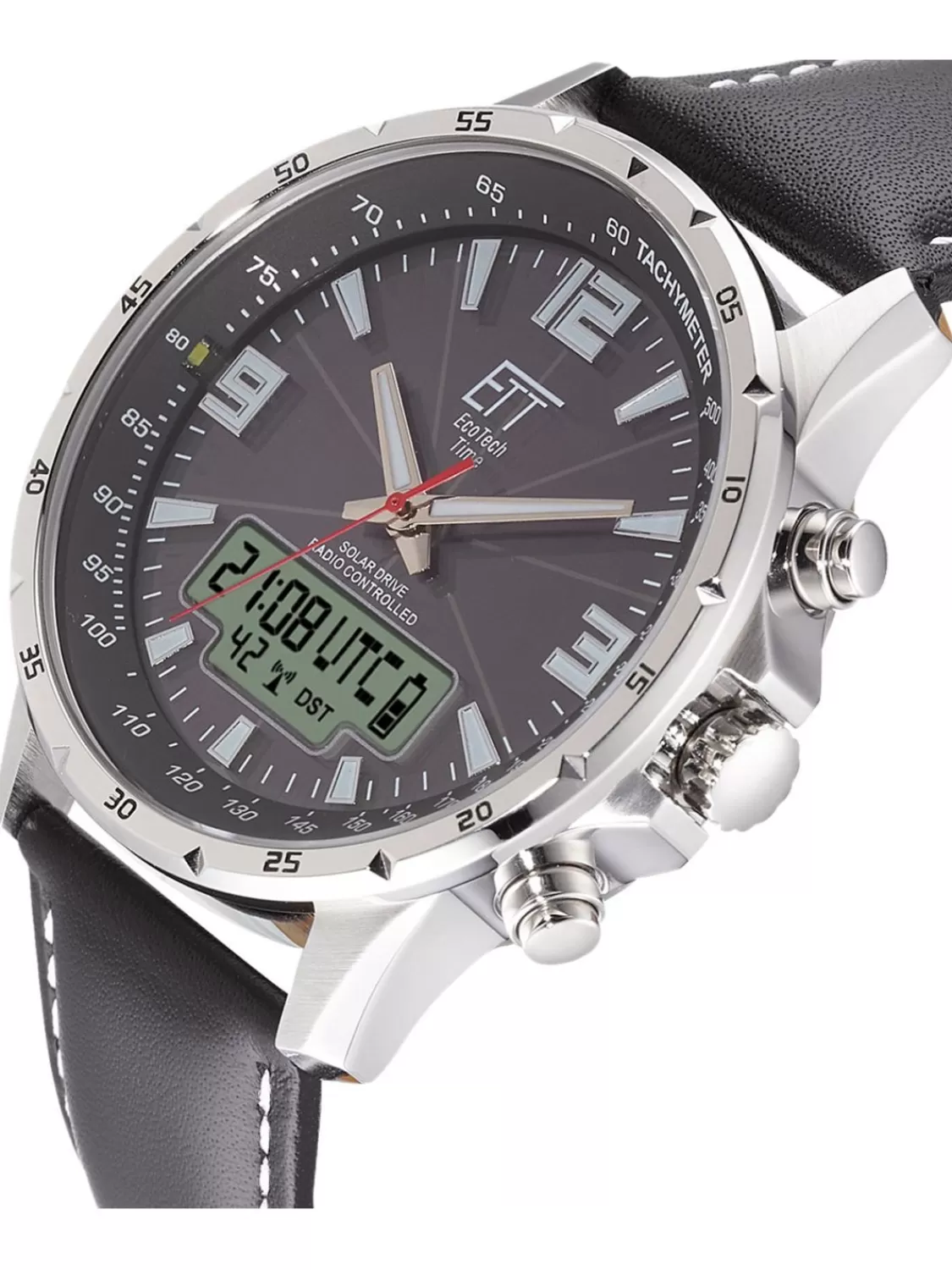 ETT Eco Tech Time Funk-Solar Herrenuhr Professional Mit Lederband | Herrenuhren