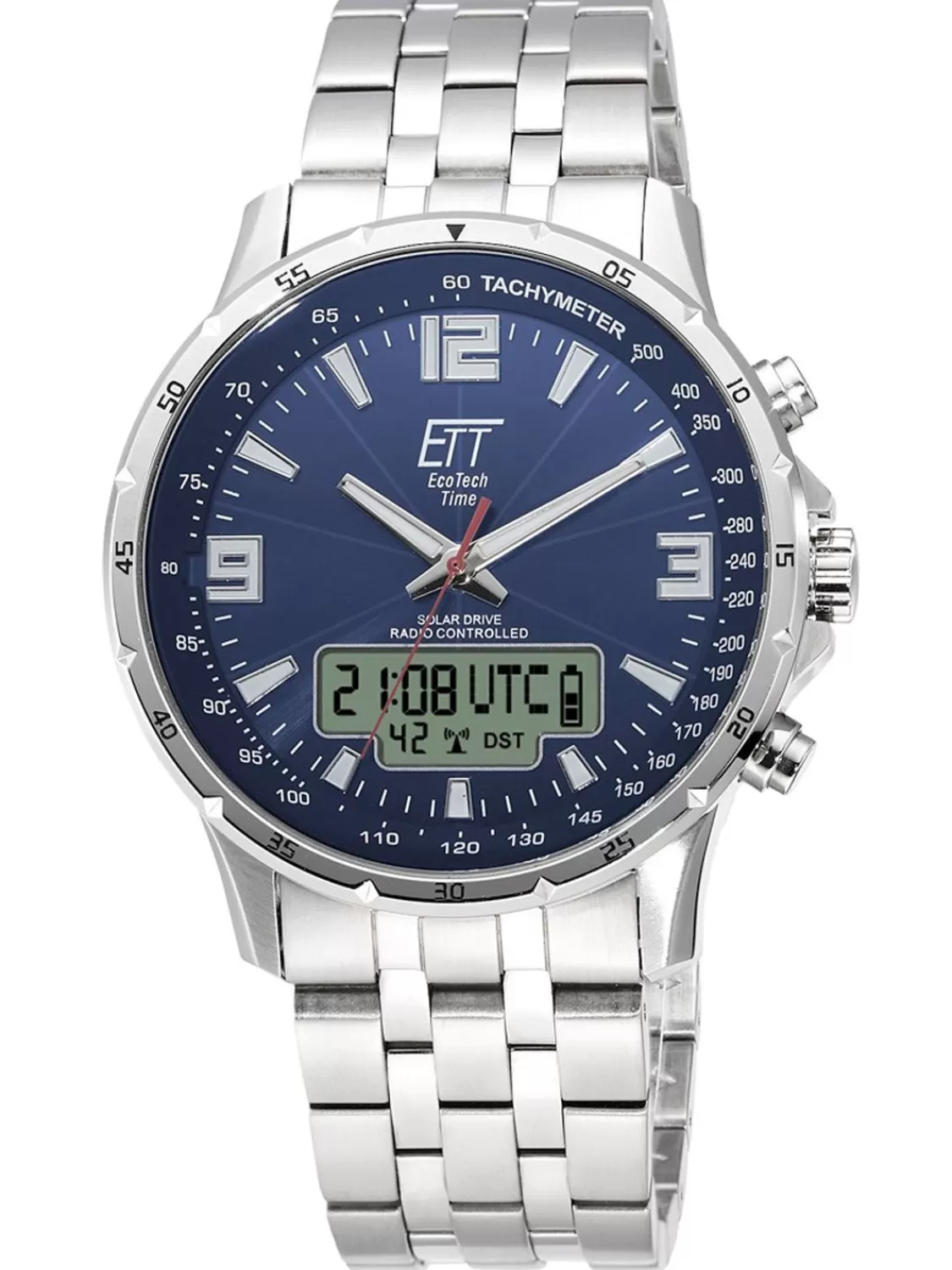 ETT Eco Tech Time Funk-Solar Herrenuhr Professional Stahl/Blau | Herrenuhren