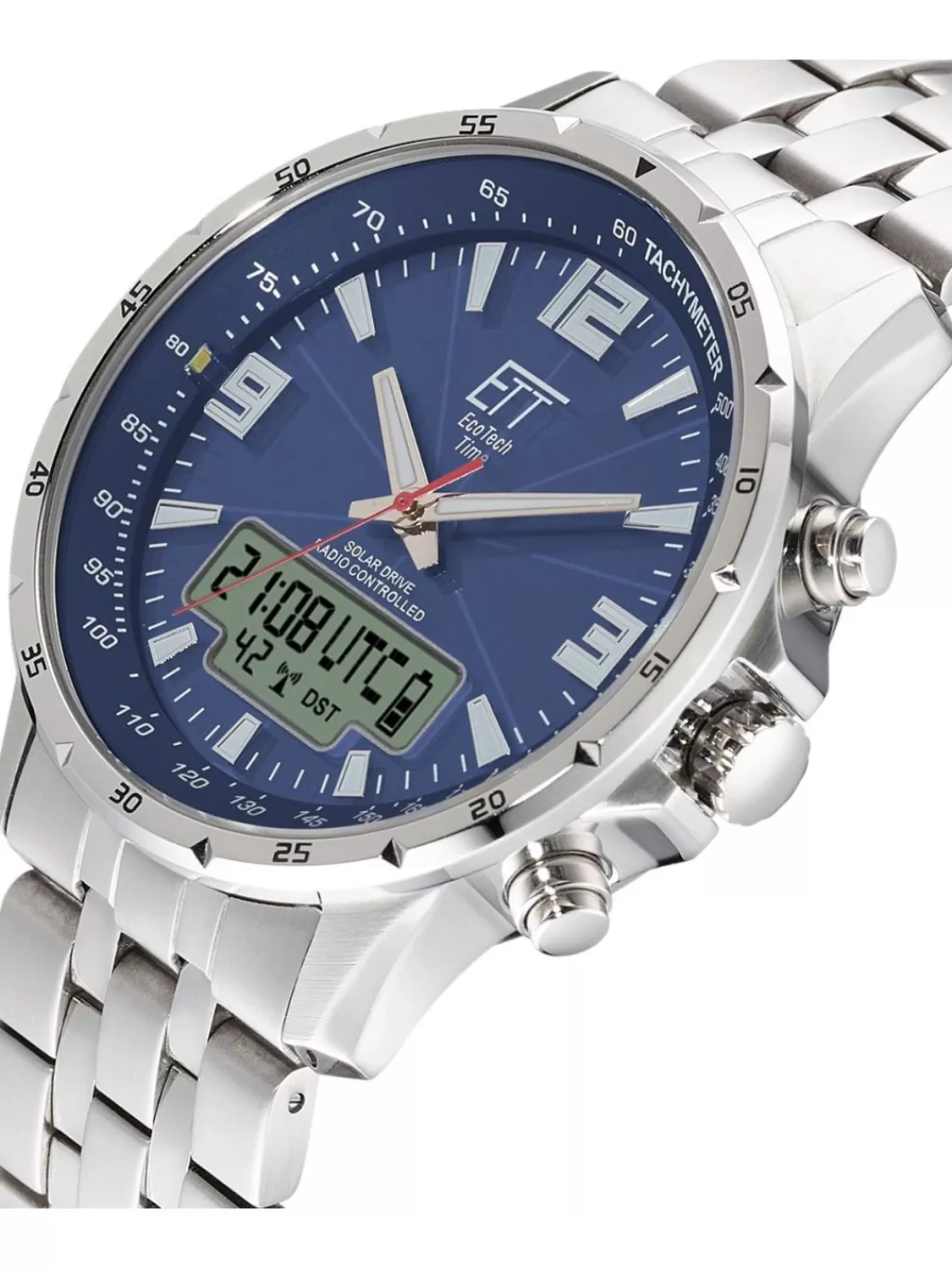 ETT Eco Tech Time Funk-Solar Herrenuhr Professional Stahl/Blau | Herrenuhren