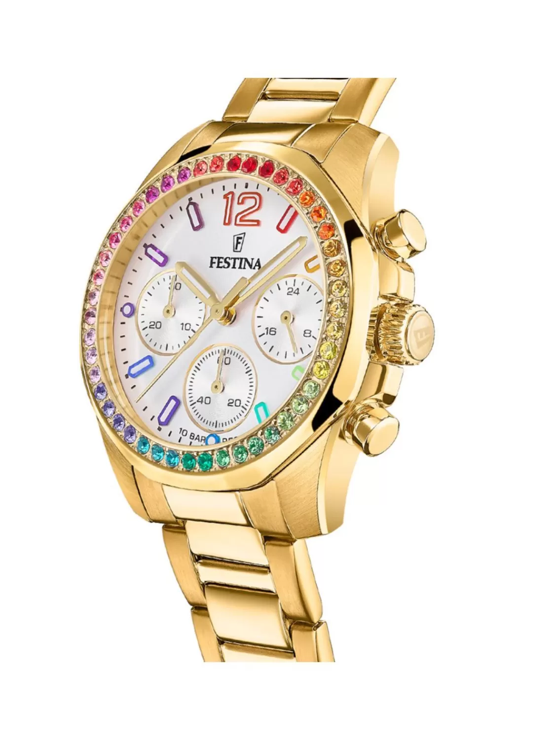 Festina Damenuhr Chronograph Goldfarben/Regenbogen | Damenuhren