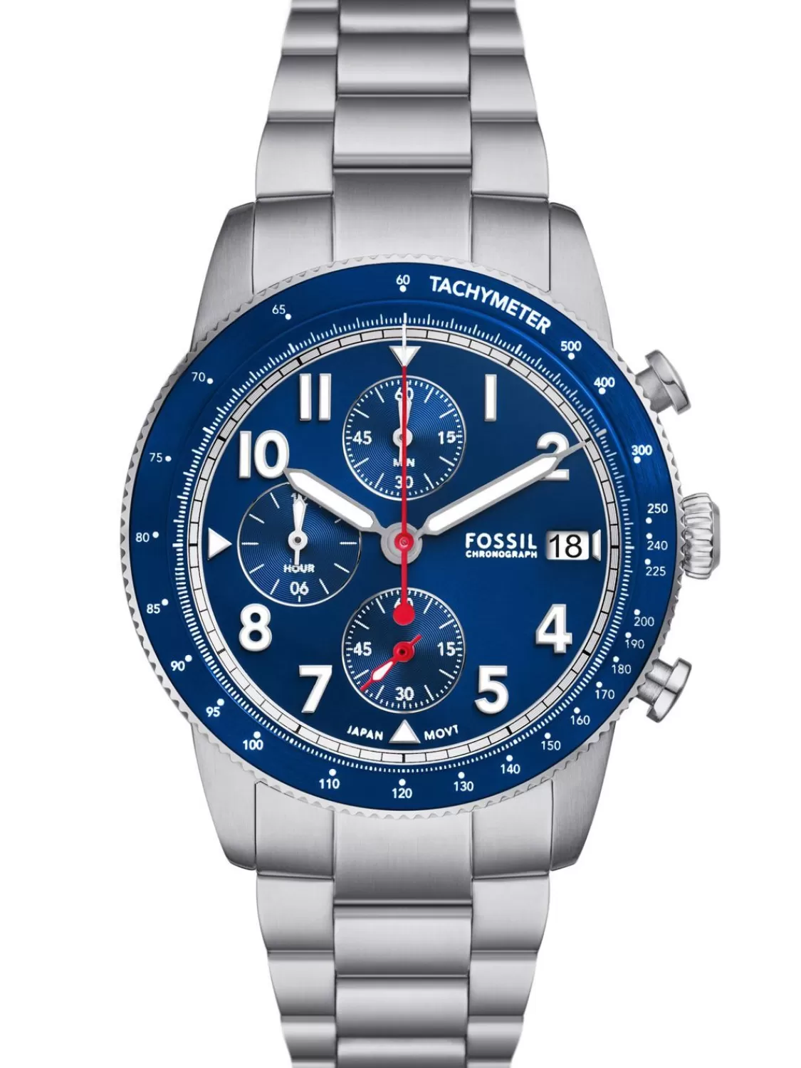 Fossil Herrenuhr Sport Tourer Chronograph Stahl/Blau | Herrenuhren