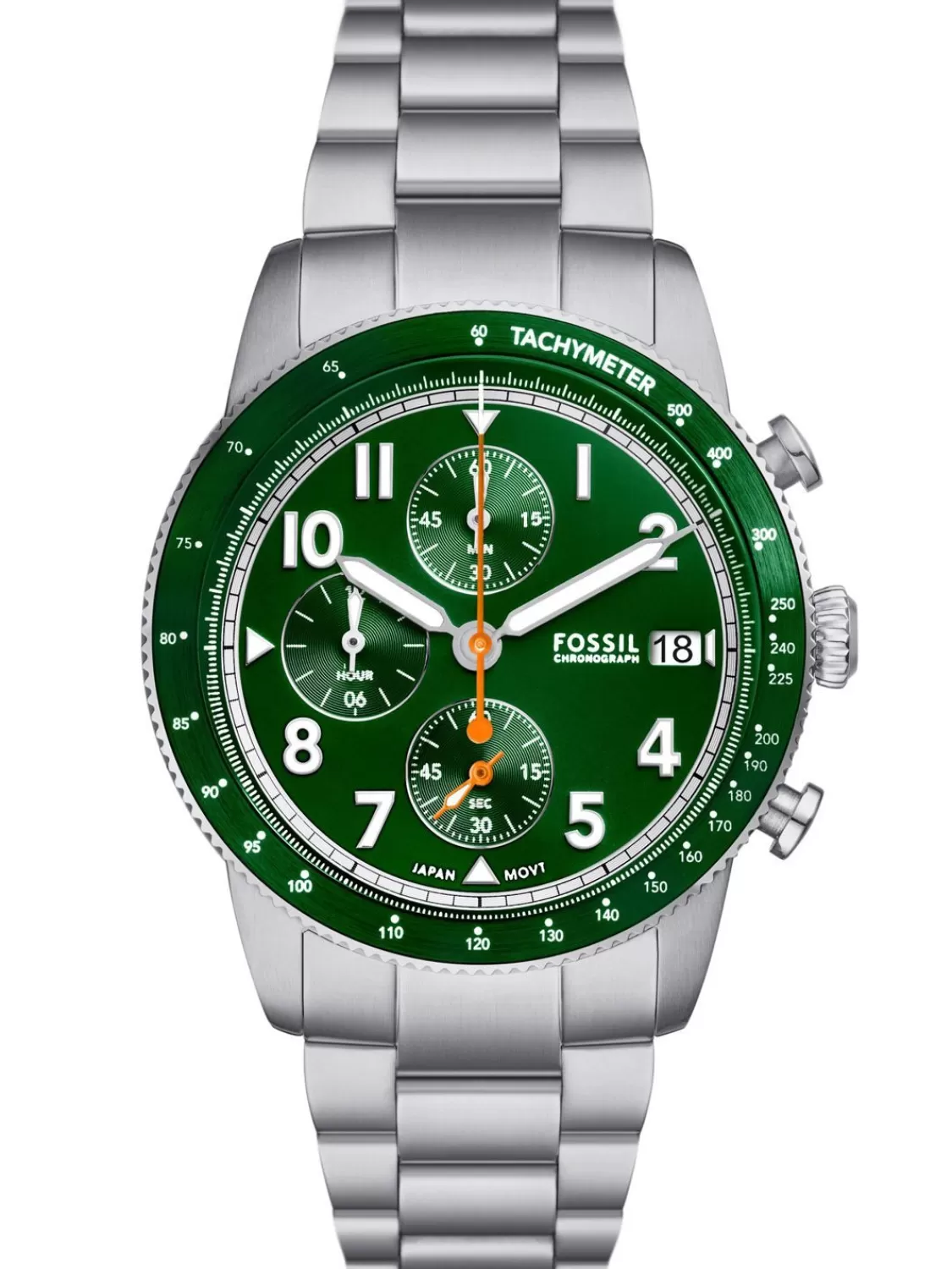 Fossil Herrenuhr Sport Tourer Chronograph Stahl/Grun | Herrenuhren