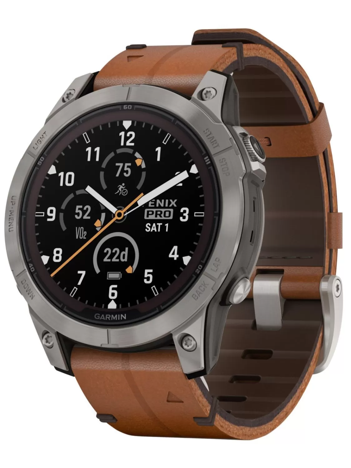 Garmin Fenix 7 Pro Saphir Solar Smartwatch Graphit/Titan Leder | Herrenuhren