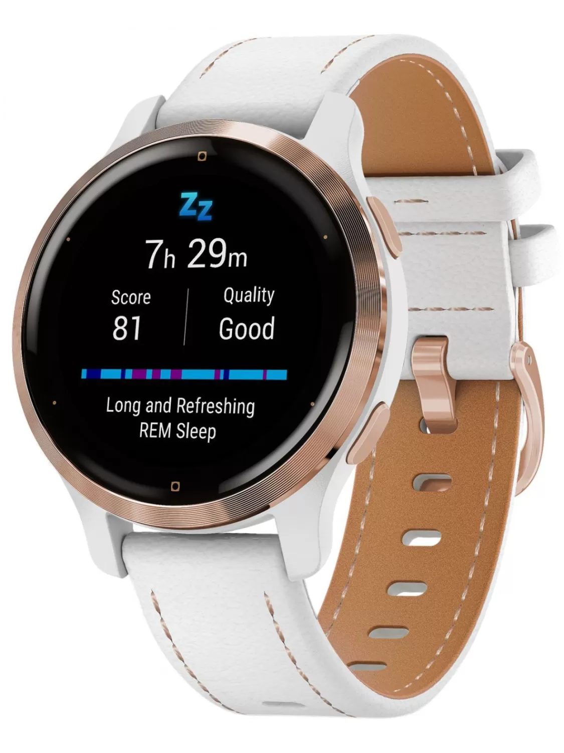 Garmin Venu 2S Fitness Smartwatch Weis/Rosegold + Lederband | Damenuhren